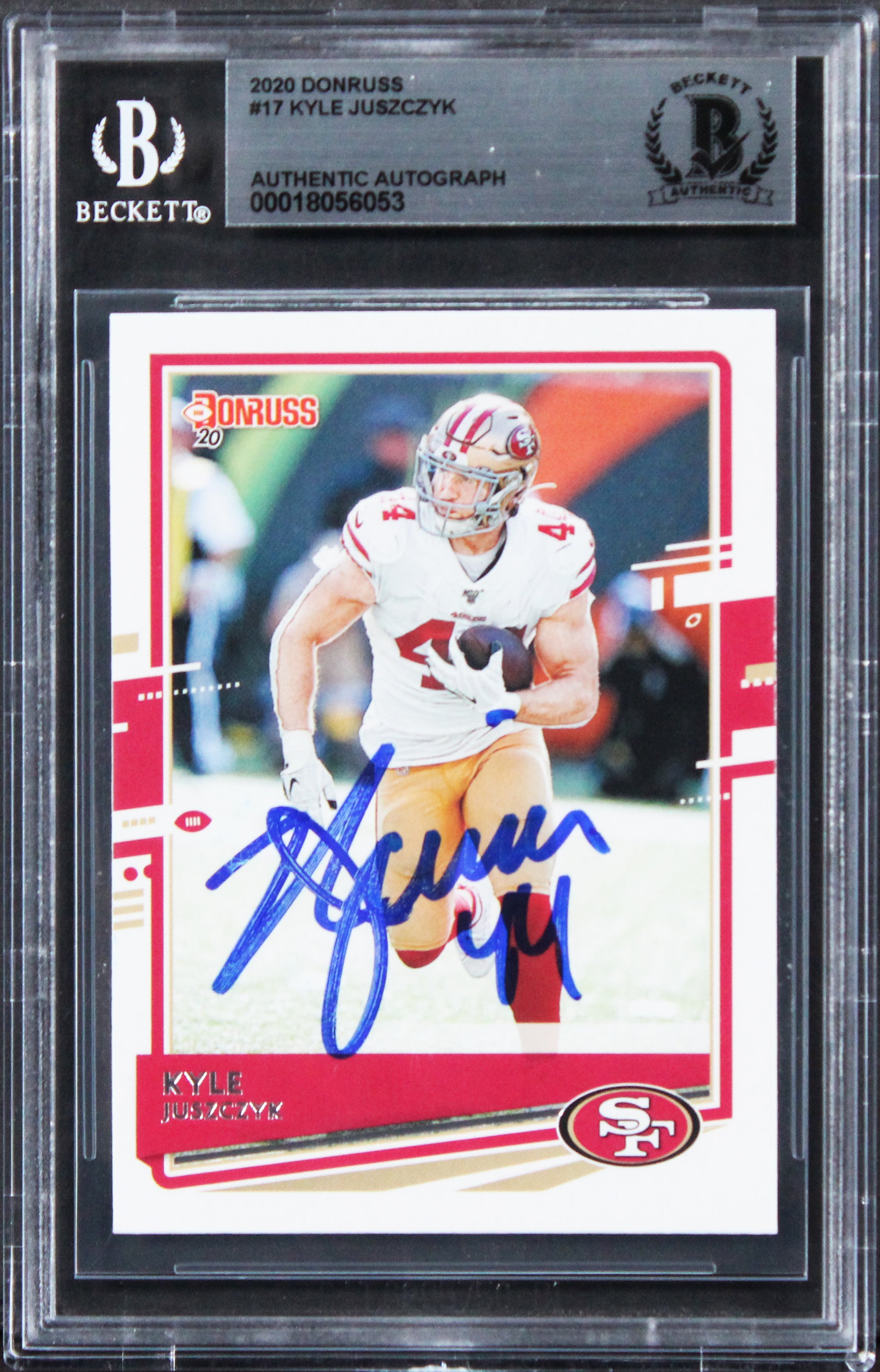 49ers Kyle Juszczyk Authentic Signed 2020 Donruss #17 Card BAS Slabbed 2