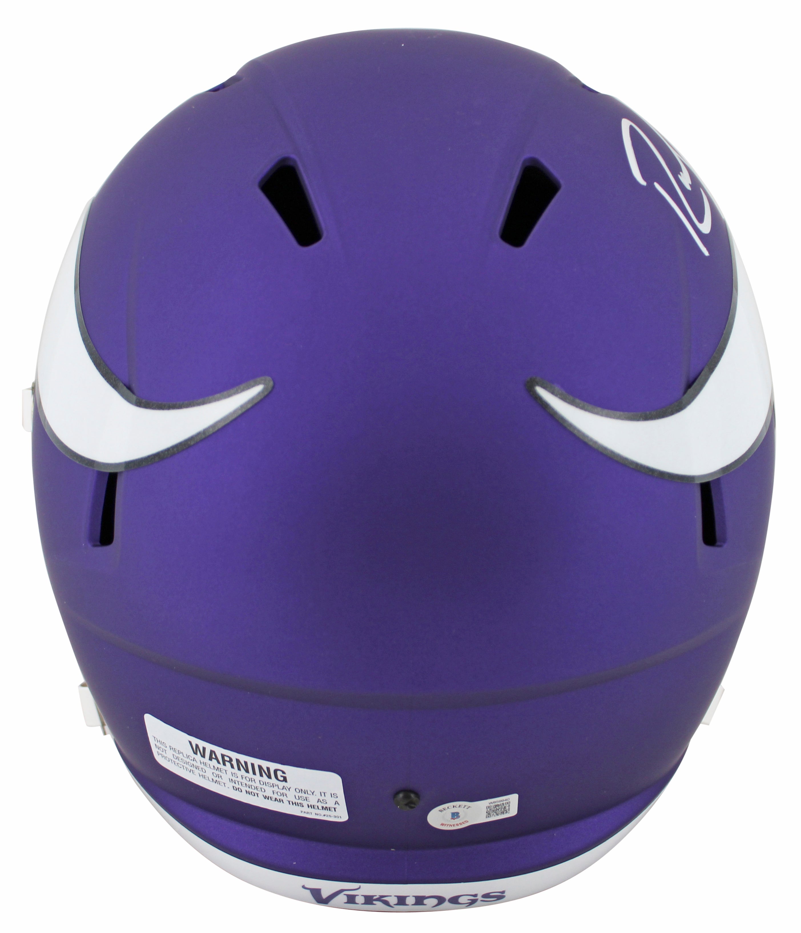 Vikings Randy Moss Signed Full Size Speed Rep Helmet w/ Silver Sig BAS Witnessed