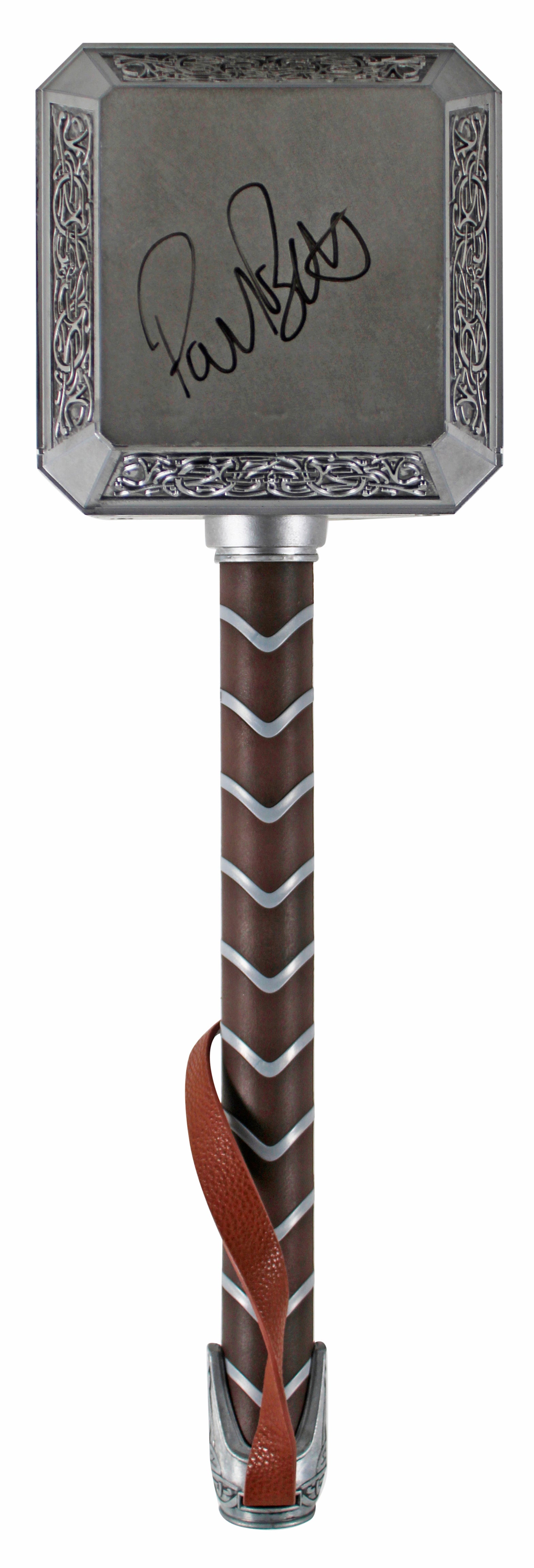 Avengers (4) Jackson, Bettany, Rudd & Gillan Signed Thor Mjolnir Prop Hammer BAS