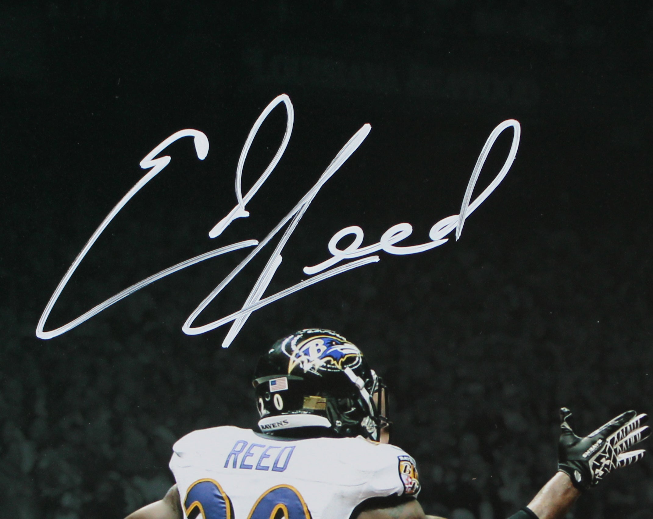 Ravens Ray Lewis & Ed Reed Signed 16x20 Horizontal Spotlight Photo BAS Witnessed