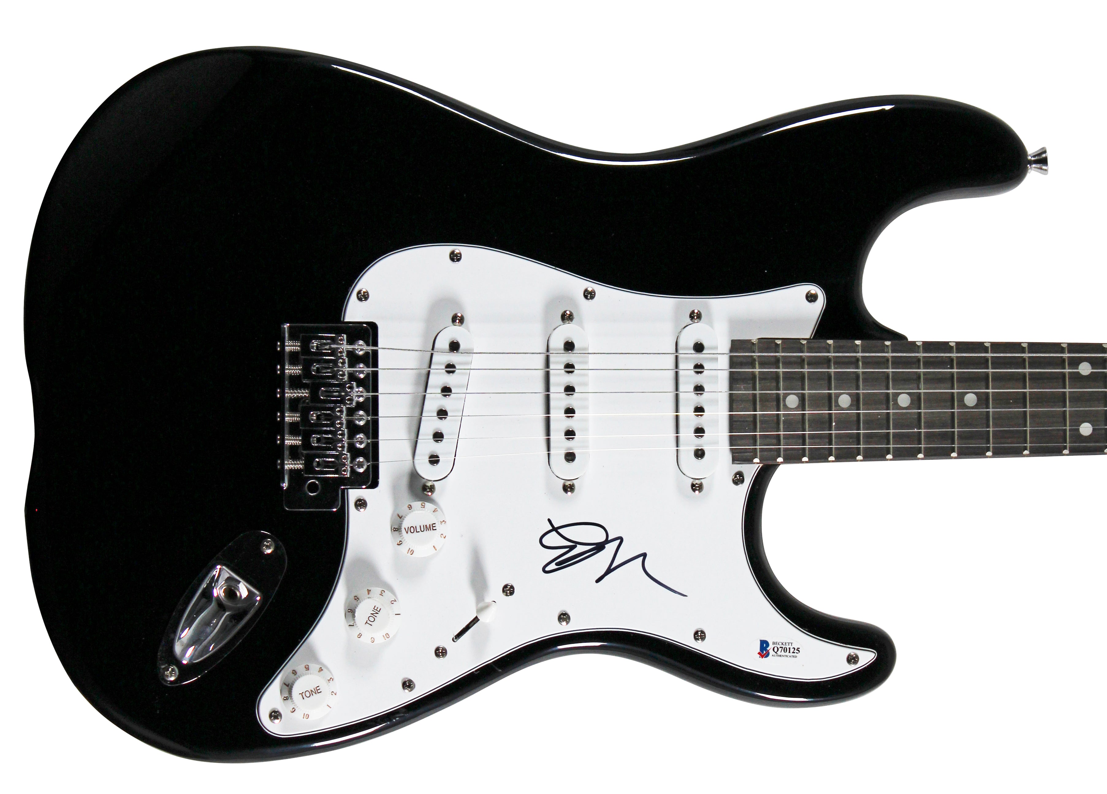 Emily Ratajkowski Authentic Signed Black Electric Guitar Autographed BAS #Q70125