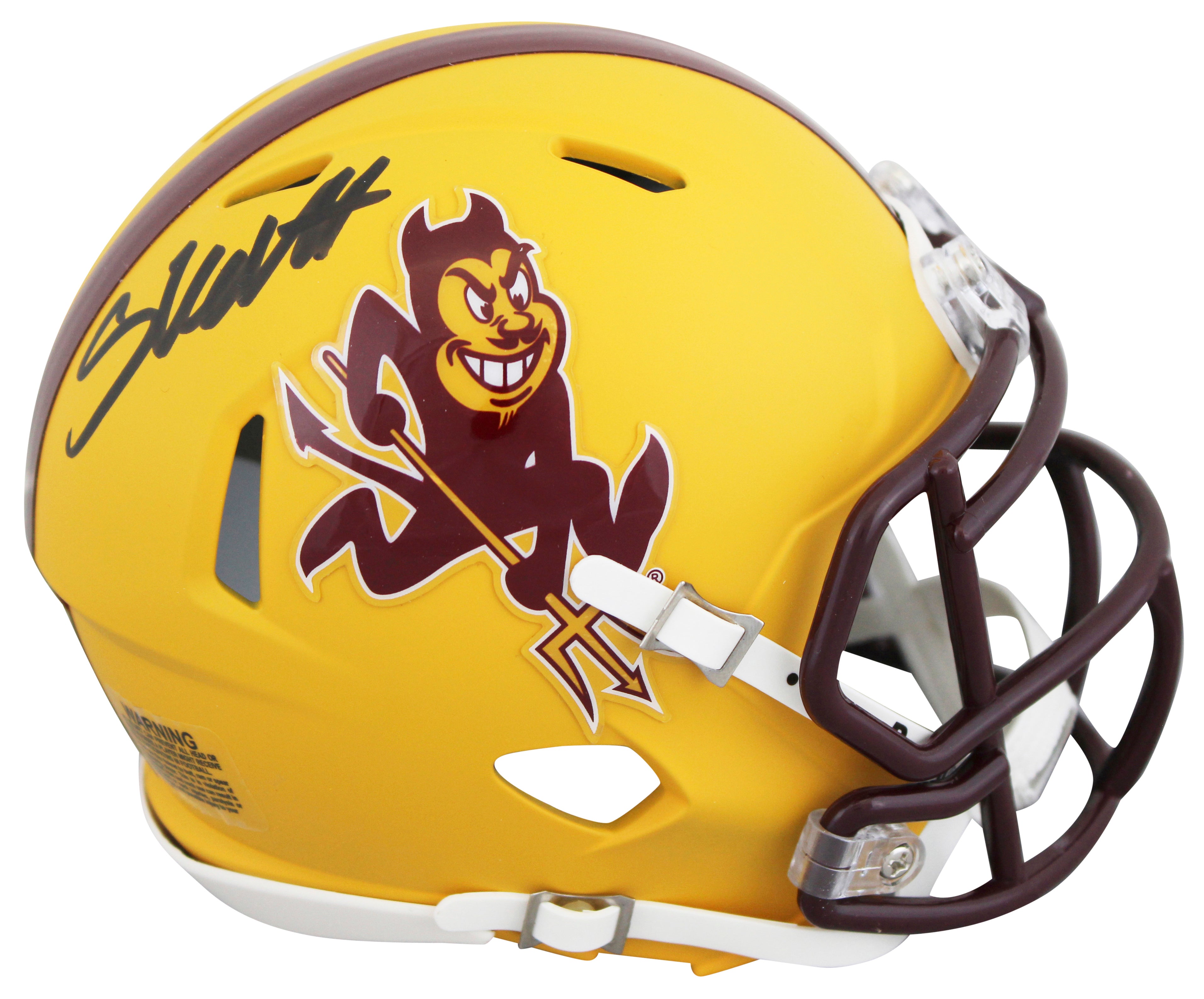 Arizona State Cameron Skattebo Signed Yellow Sparky Speed Mini Helmet w Case JSA