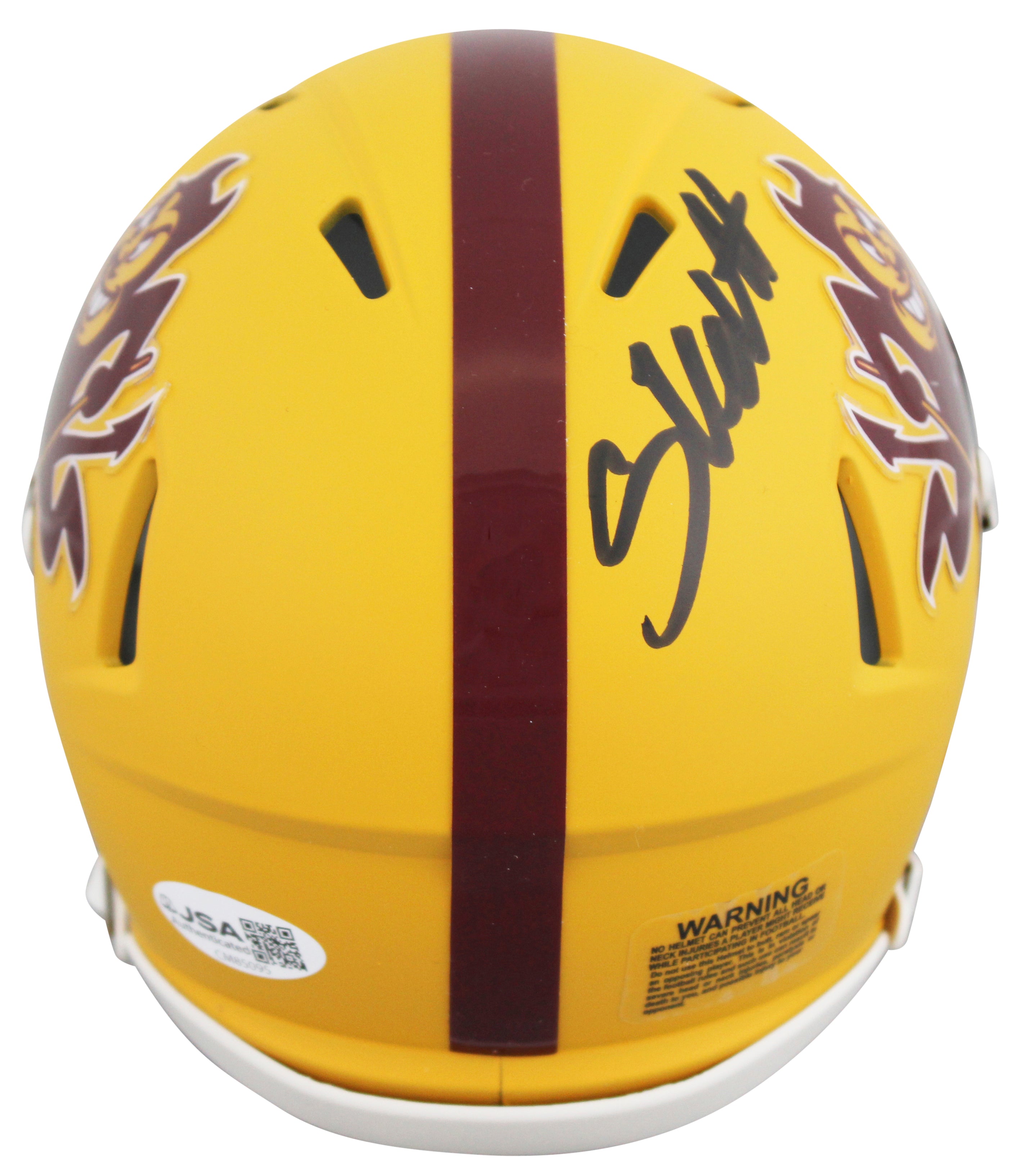 Arizona State Cameron Skattebo Signed Yellow Sparky Speed Mini Helmet w Case JSA