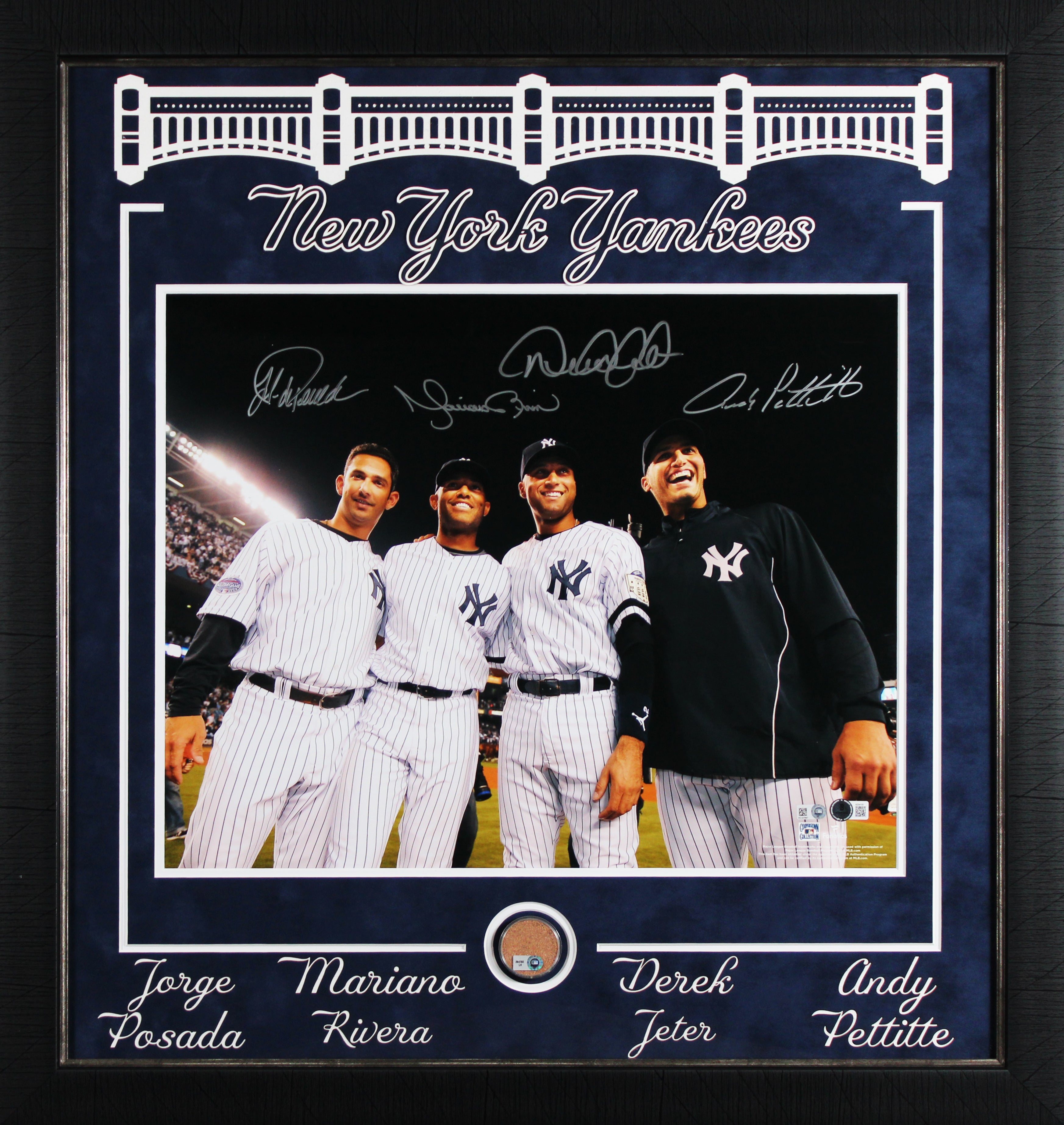 Yankees Core Four Jeter, Rivera, Pettitte & Posada Signed 16x20 Framed Photo BAS