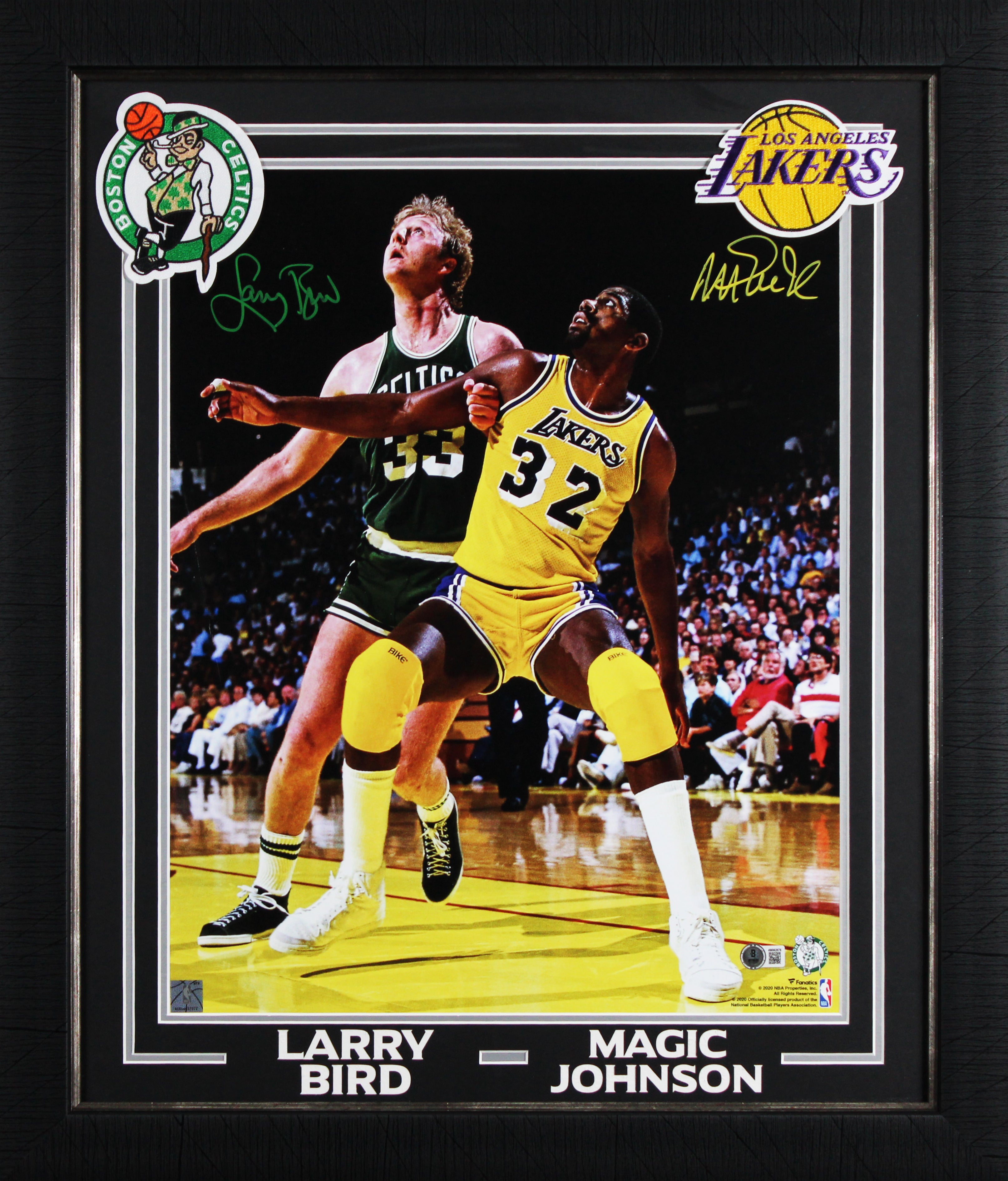 Magic Johnson & Larry Bird Authentic Signed 16x20 Framed Photo BAS Wit #4W062878