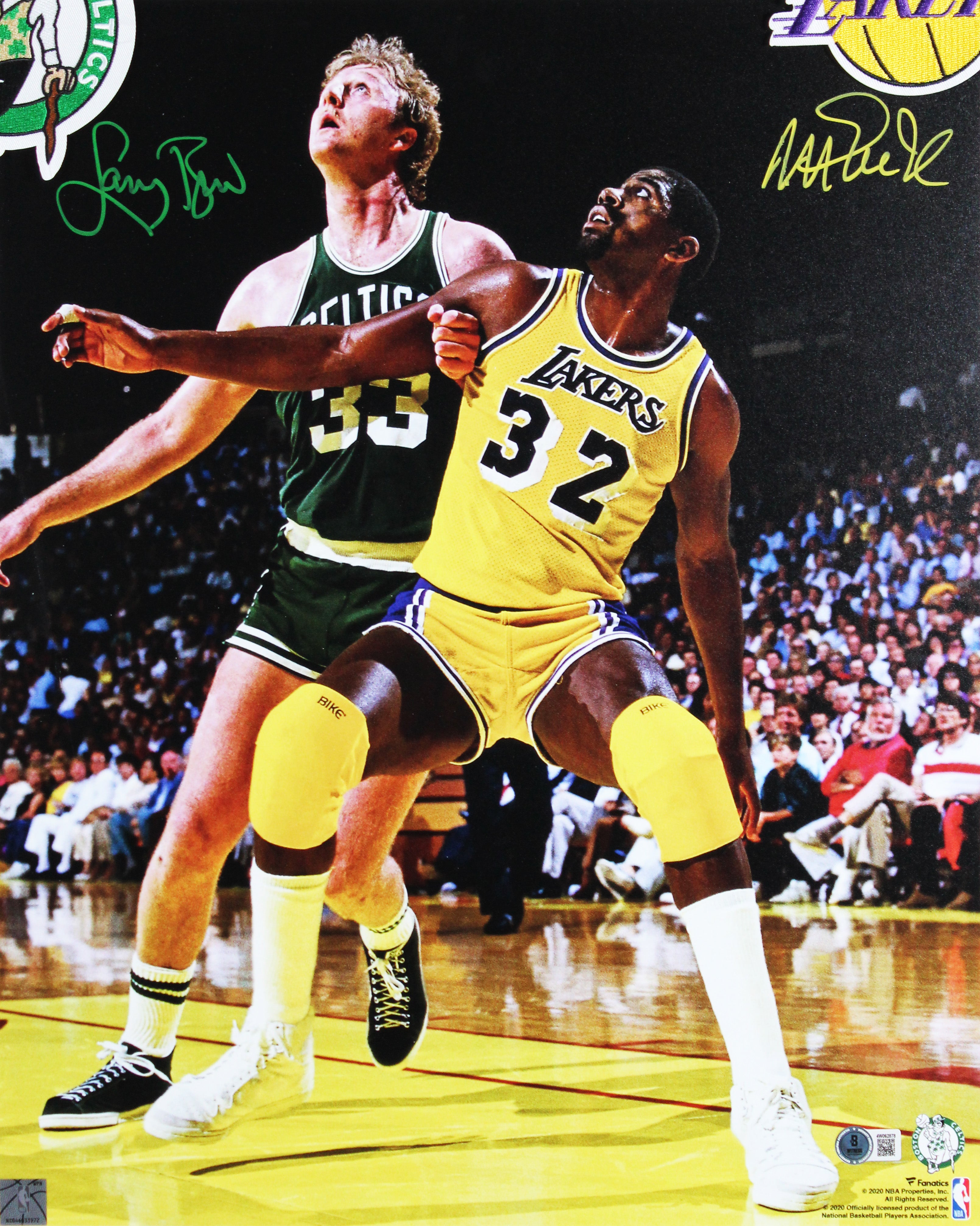 Magic Johnson & Larry Bird Authentic Signed 16x20 Framed Photo BAS Wit #4W062878