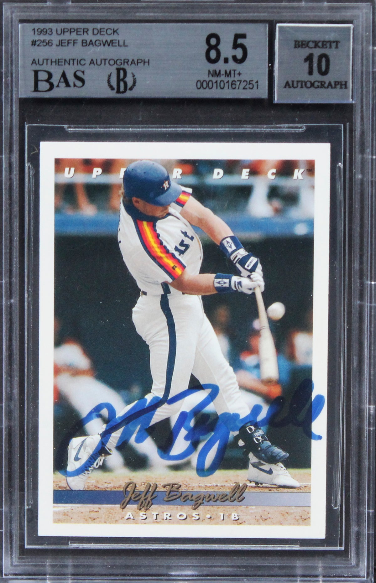 Astros Jeff Bagwell Signed 1993 Upper Deck #256 Card Graded 8.5 Auto 10 BAS Slab