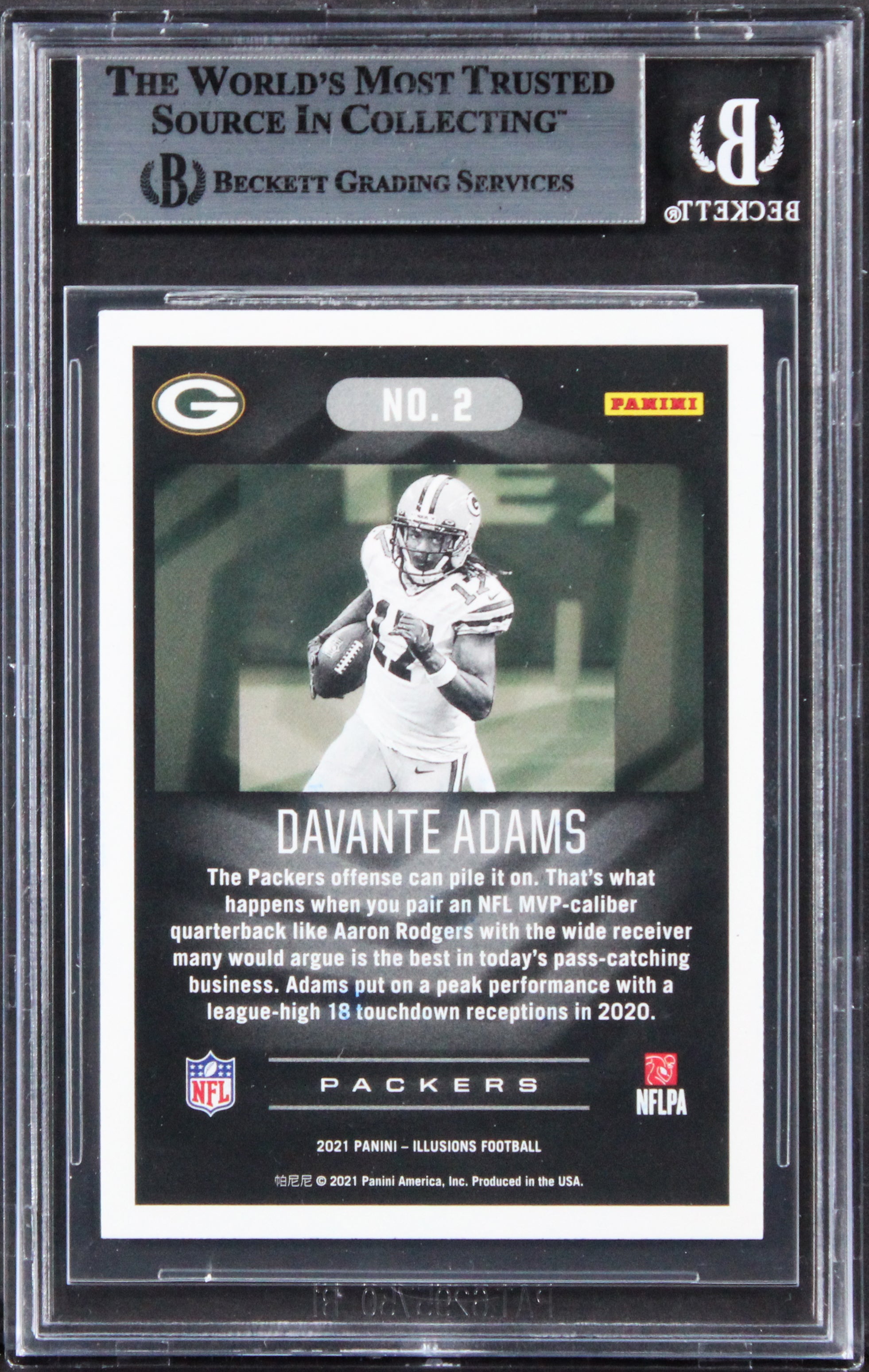 Packers Davante Adams Authentic Signed 2021 Panini Illusions #2 Card BAS Slabbed