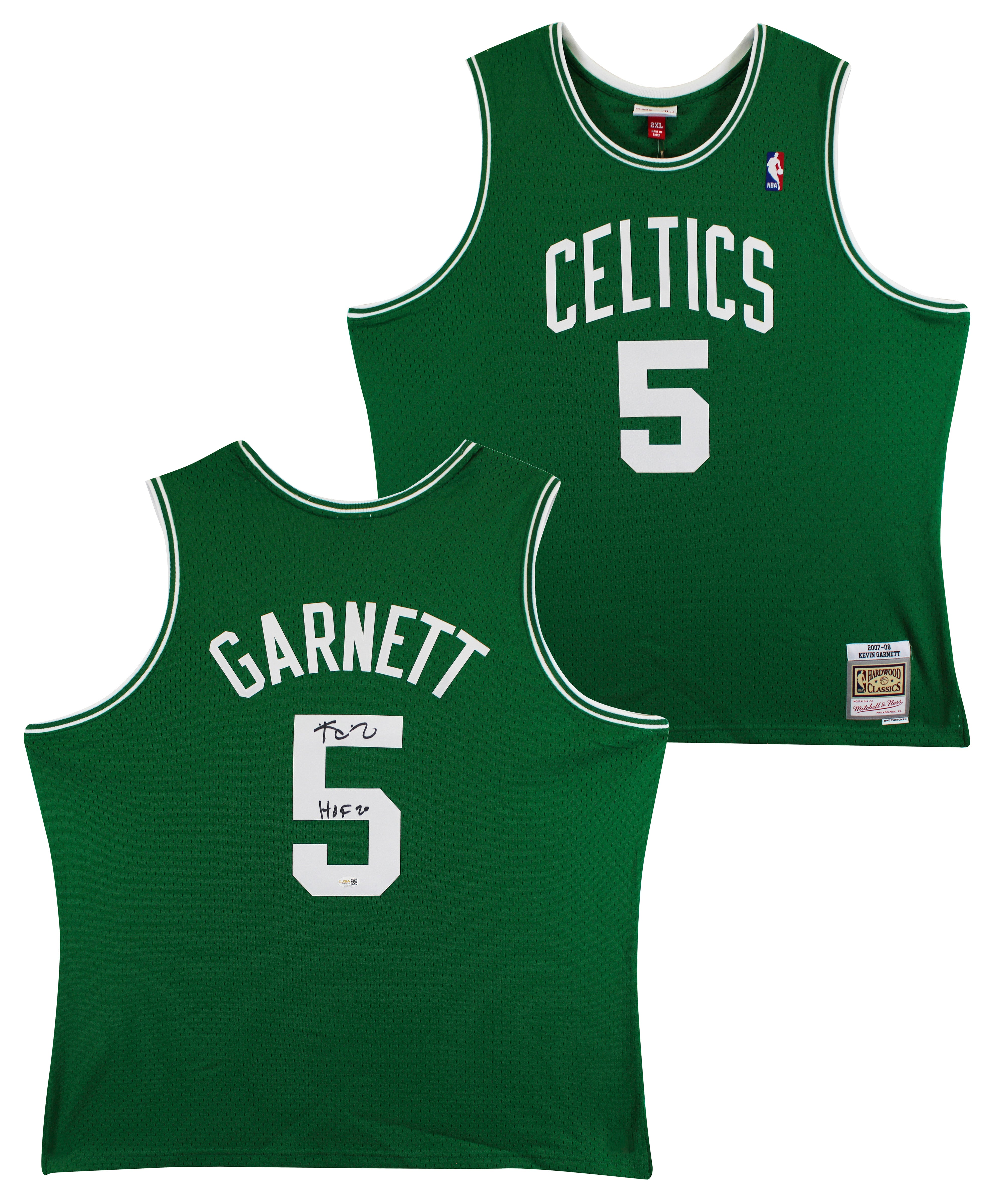 Celtics Kevin Garnett "HOF 20" Signed Green M&N HWC Swingman Jersey JSA Witness