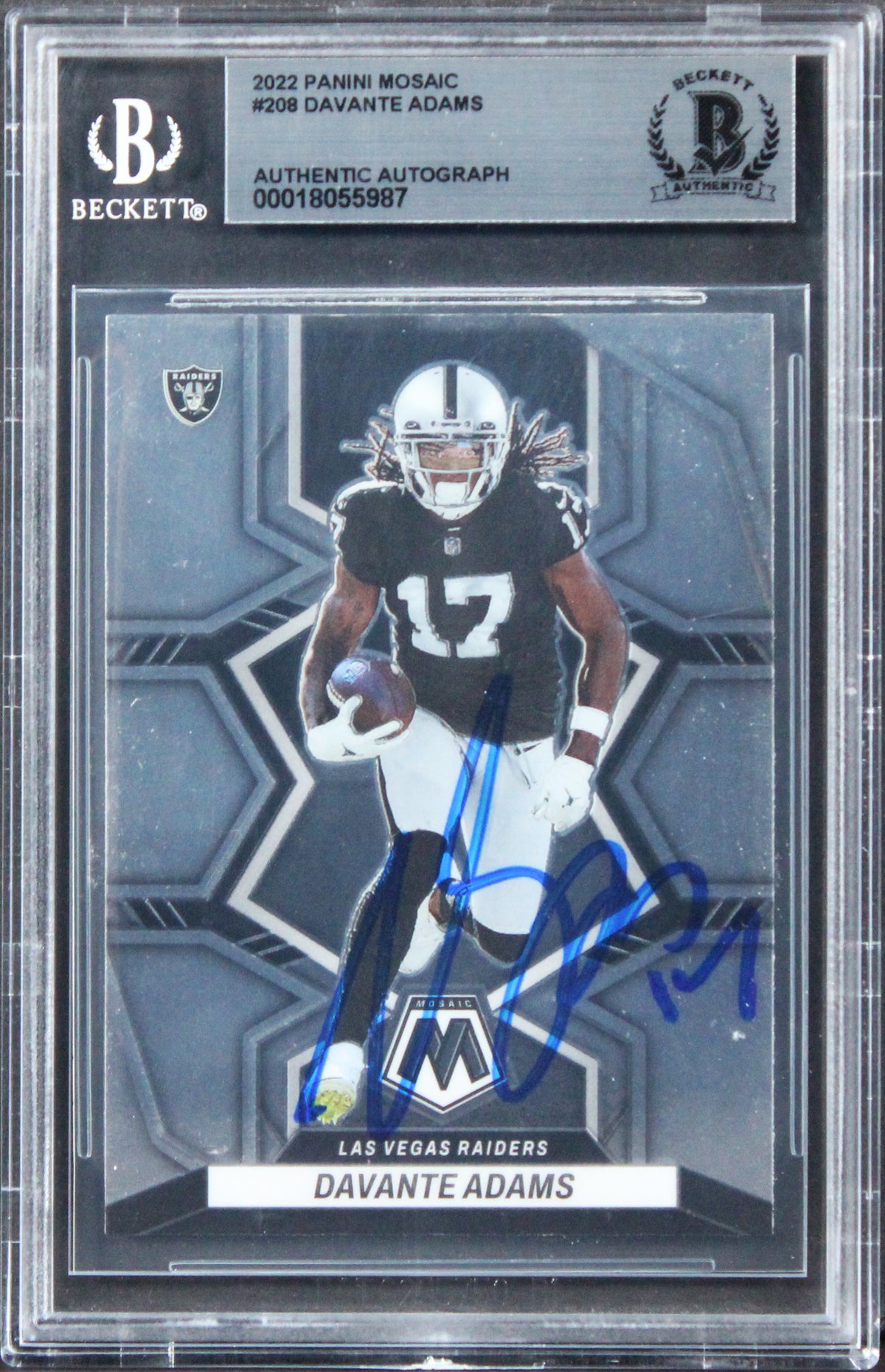 Raiders Davante Adams Authentic Signed 2022 Panini Mosaic #208 Card BAS Slabbed