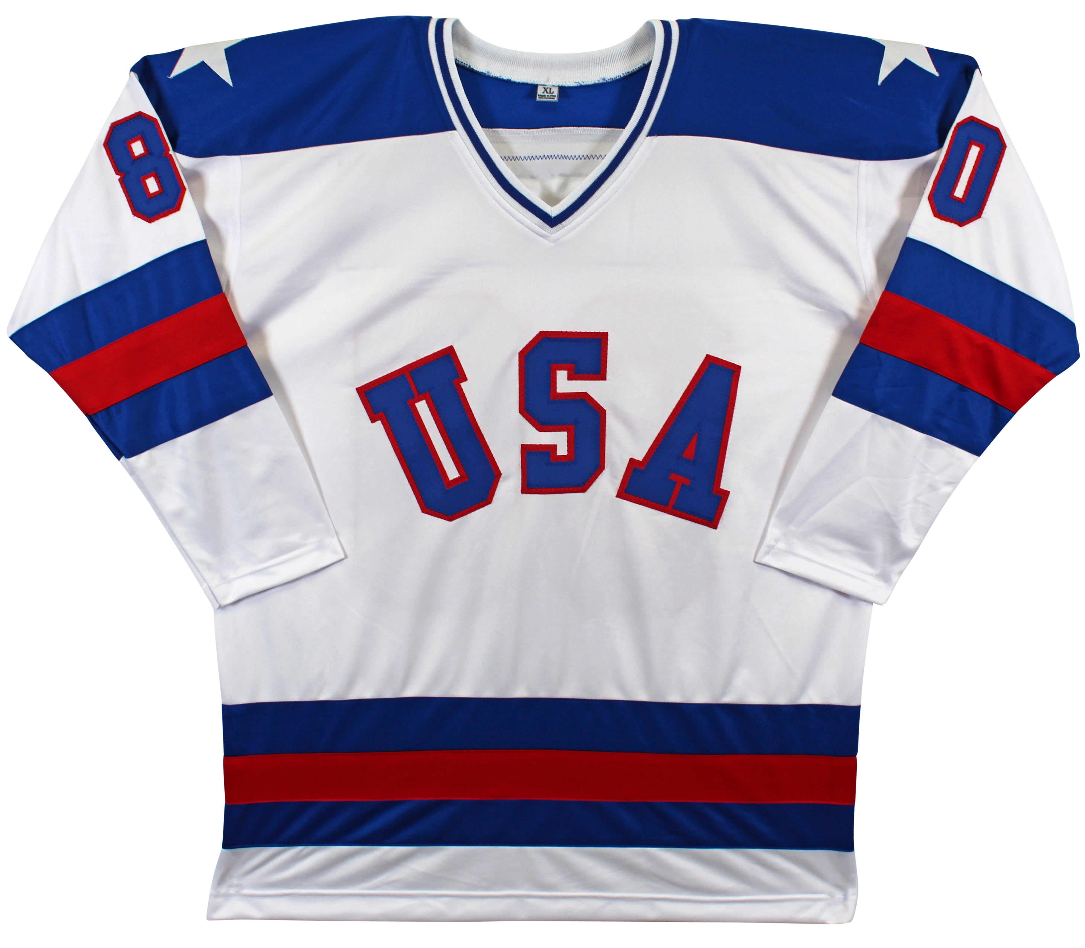 1980 USA Hockey 18 Autos Craig, Eruzione, Broten Signed White Jersey BAS Witness