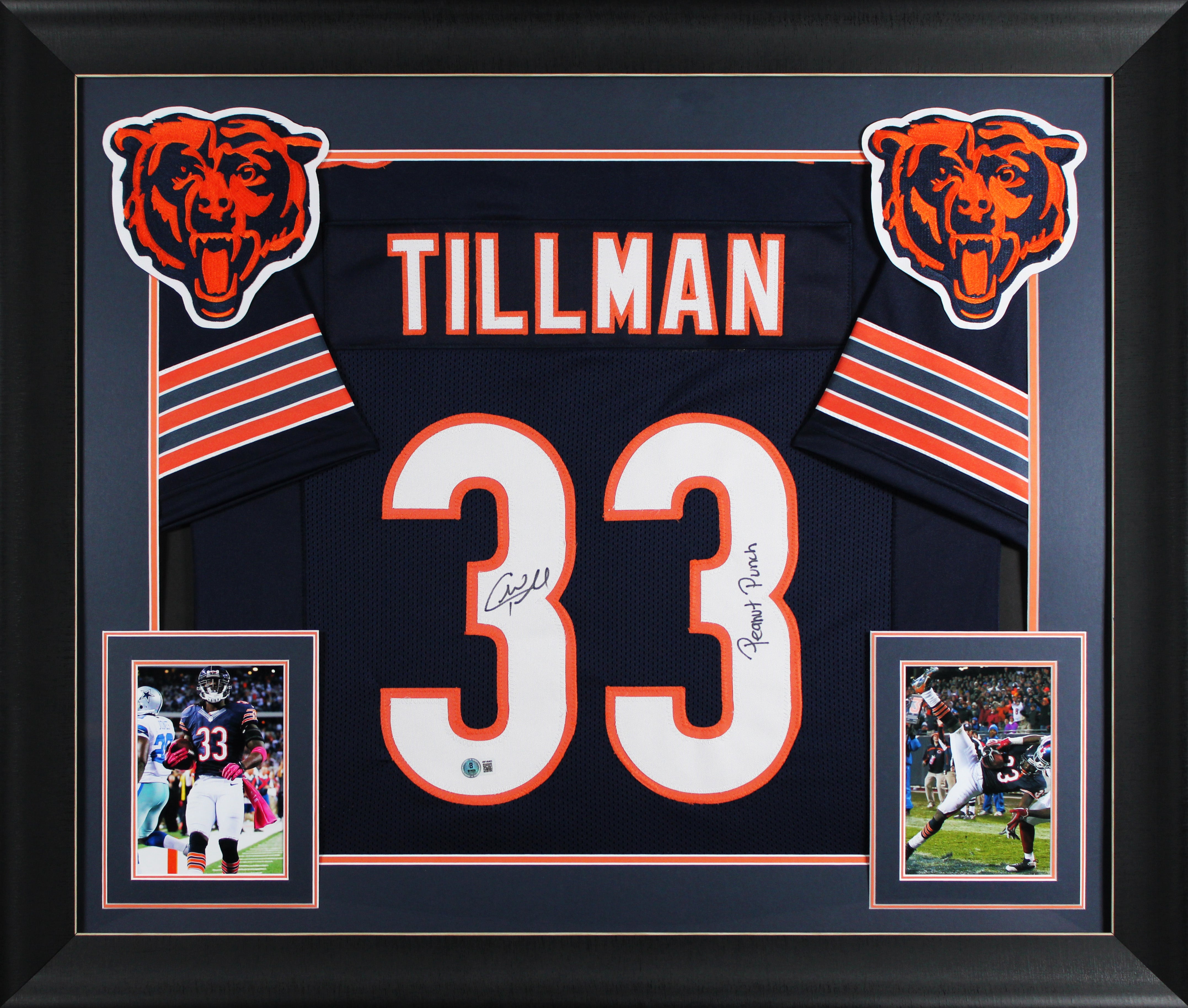 Charles Tillman "Peanut Punch" Signed Navy Pro Style Framed Jersey BAS Witnessed