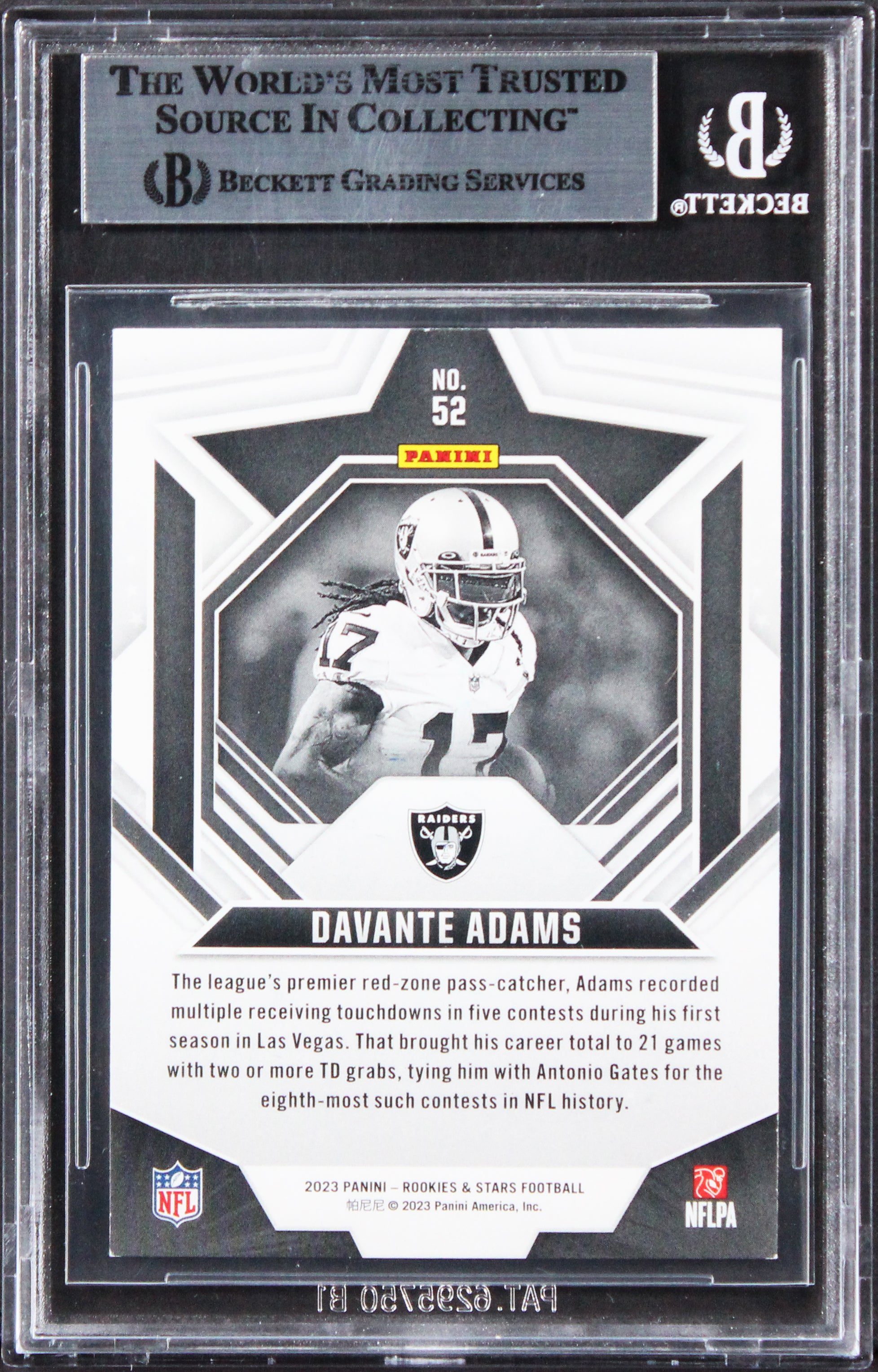 Raiders Davante Adams Authentic Signed 2023 Rookies & Stars #52 Card BAS Slabbed
