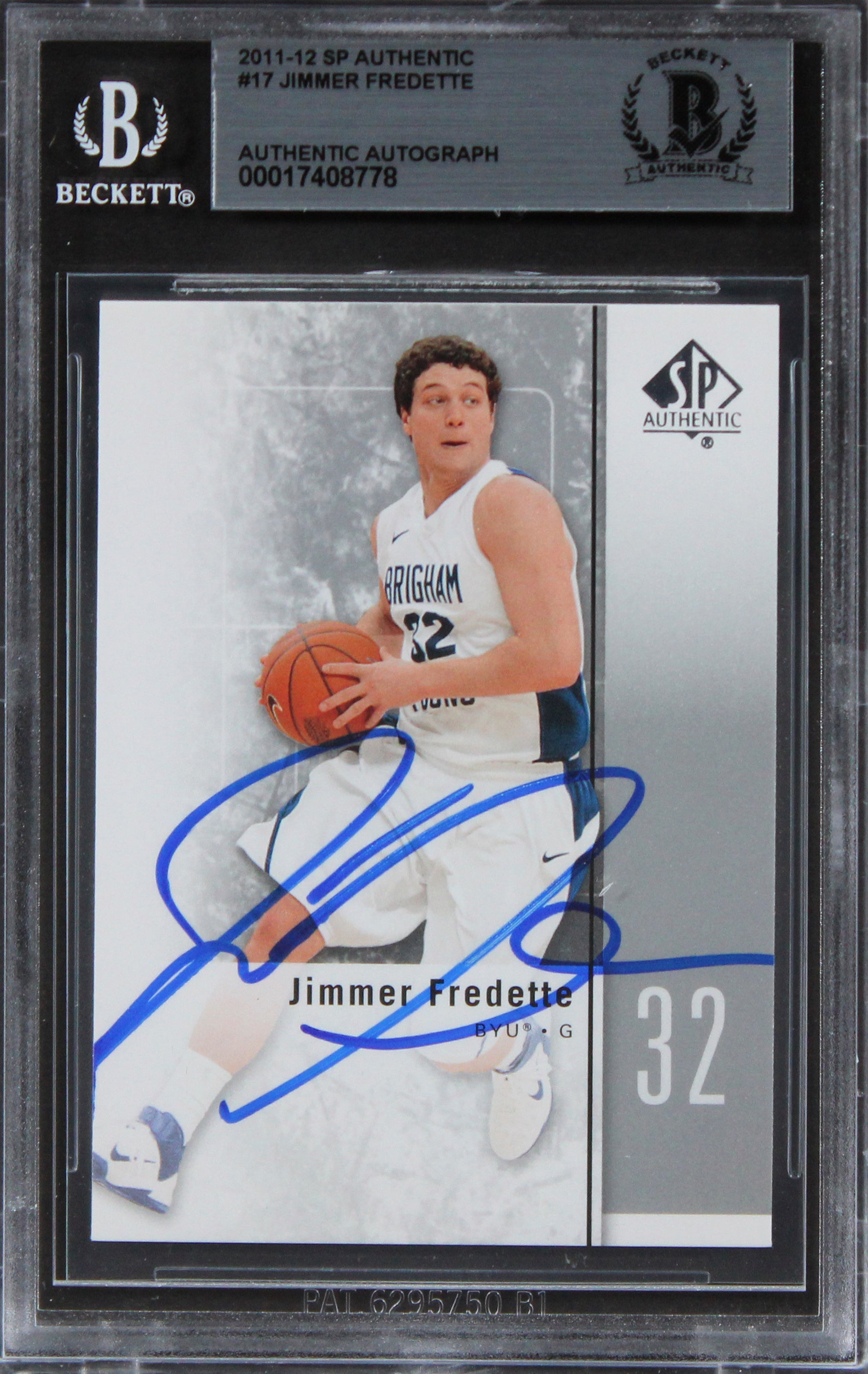 BYU Jimmer Fredette Authentic Signed 2011 SP Authentic #17 Card BAS Slabbed