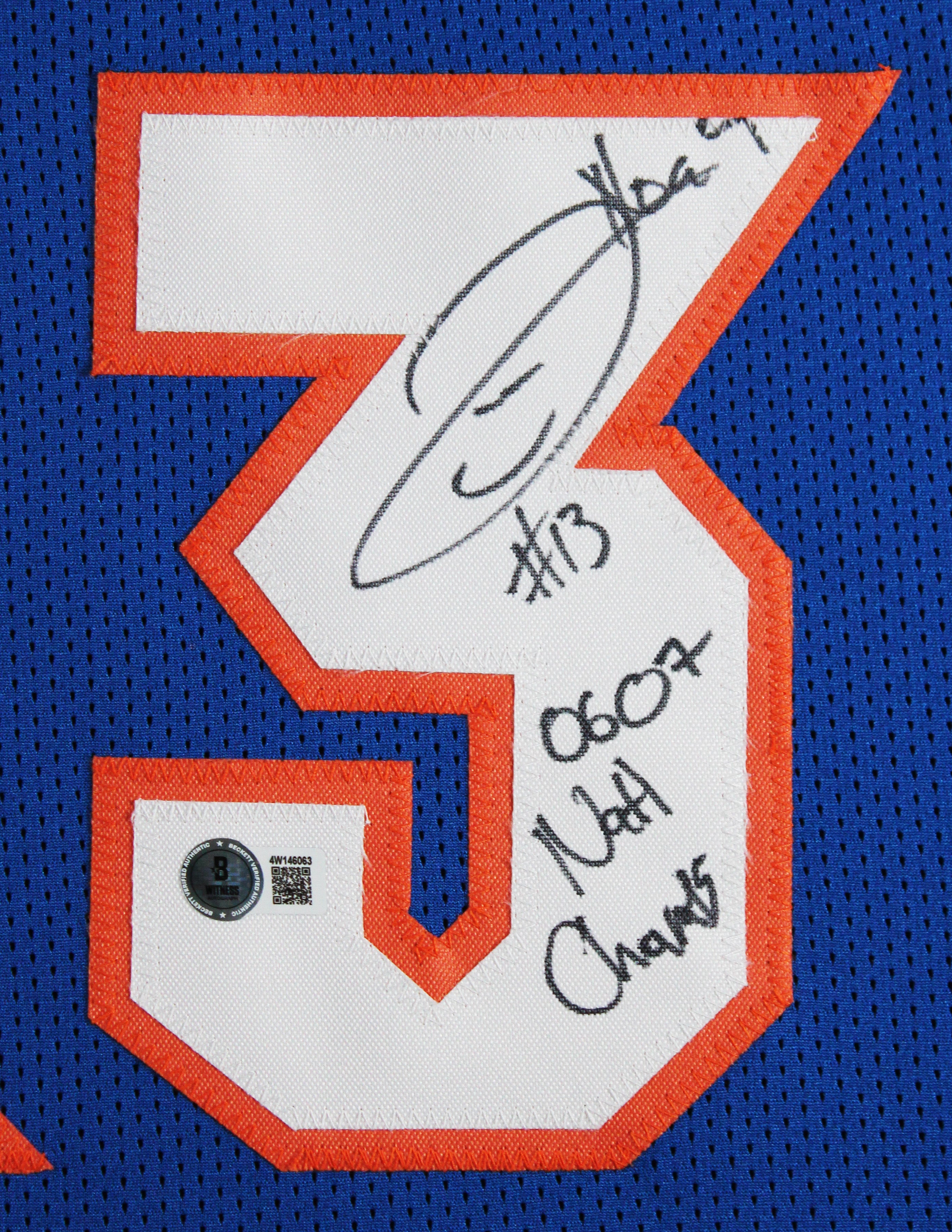 Joakim Noah "06 & 07 Nat'l Champs" Signed Blue Pro Style Framed Jersey BAS Wit