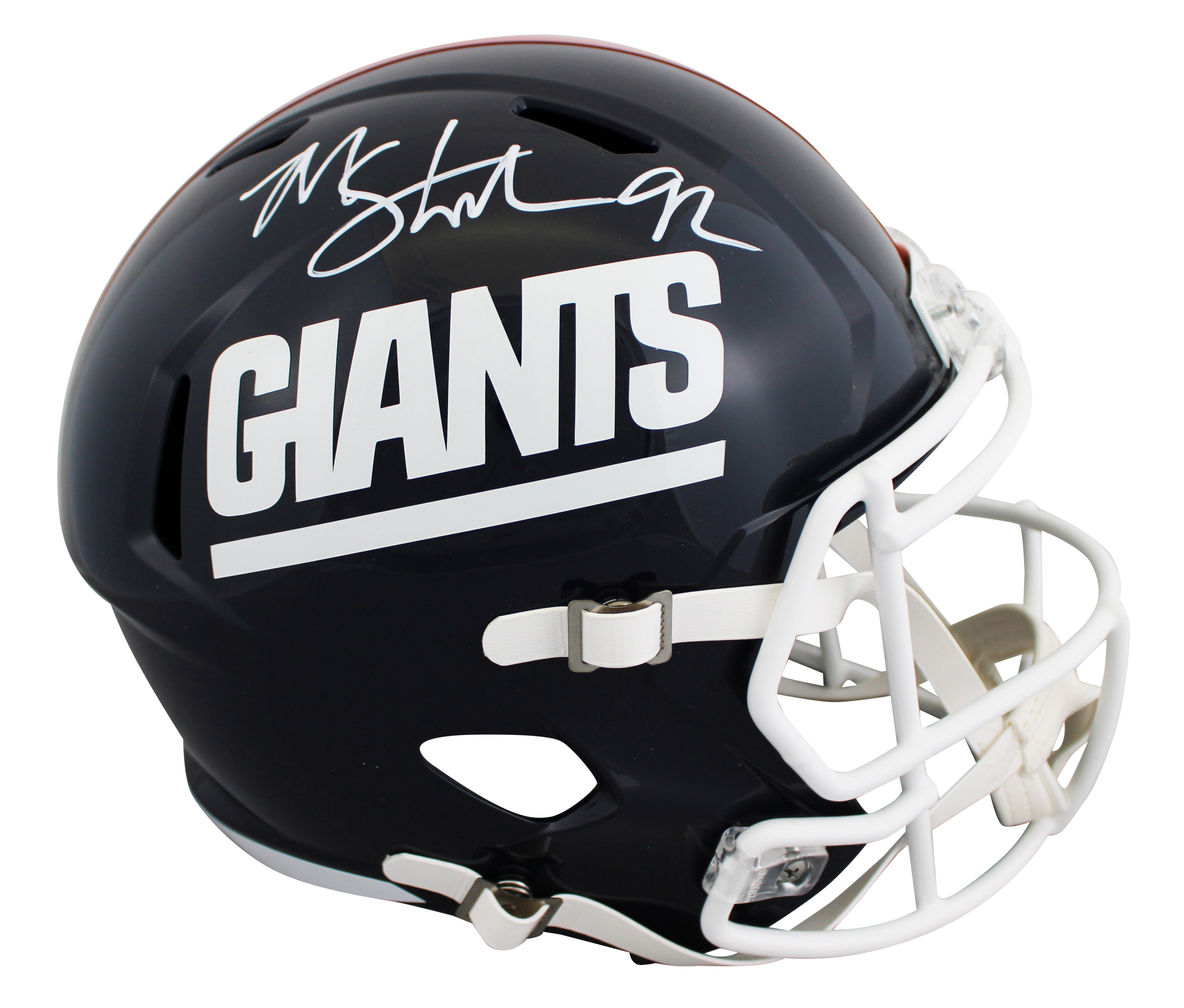 Giants Michael Strahan Signed 1981-99 TB Full Size Speed Rep Helmet BAS Witness