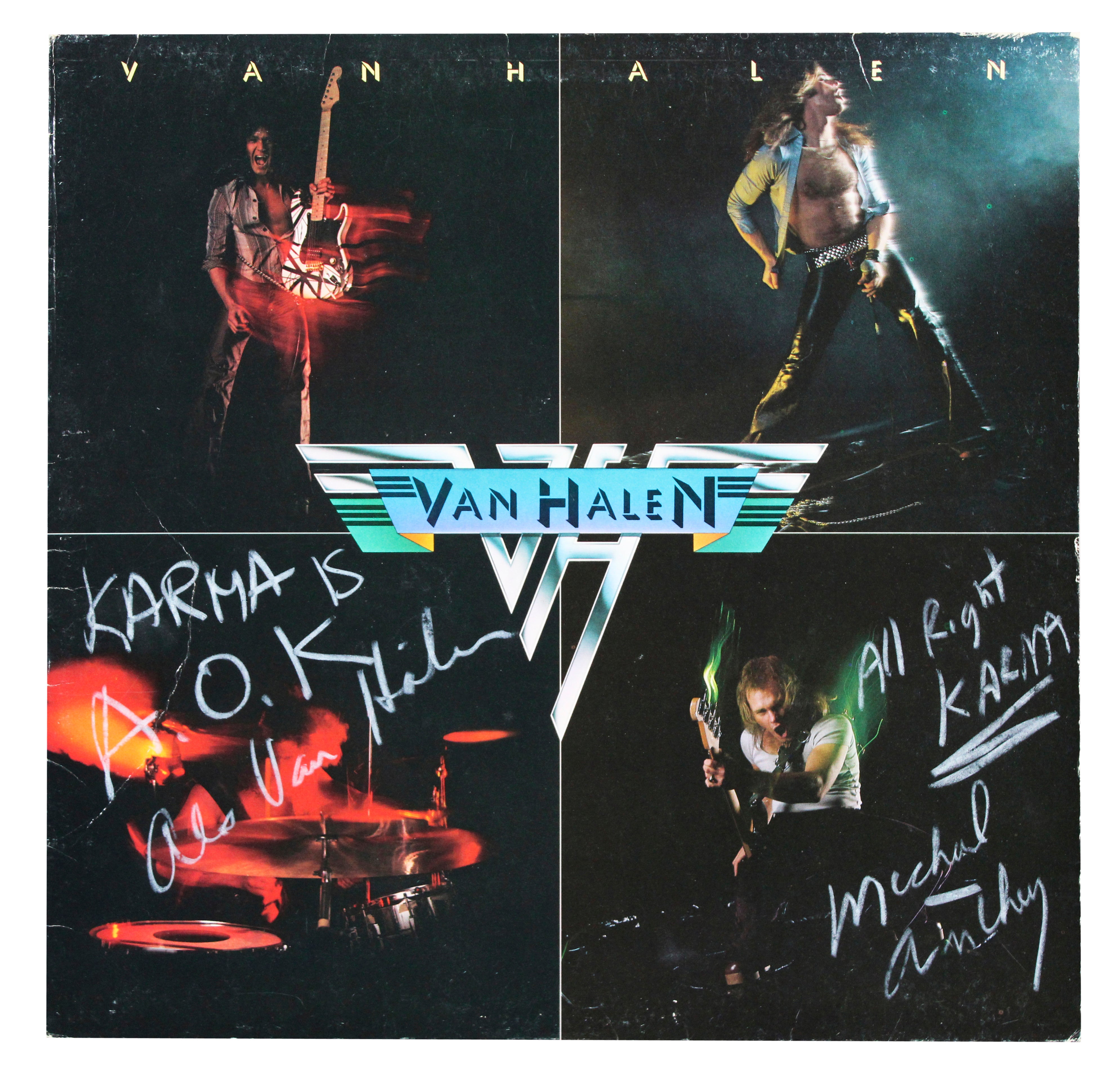 Alex Van Halen & Michael Anthony Signed Self Titled Album Cover BAS Slabbed