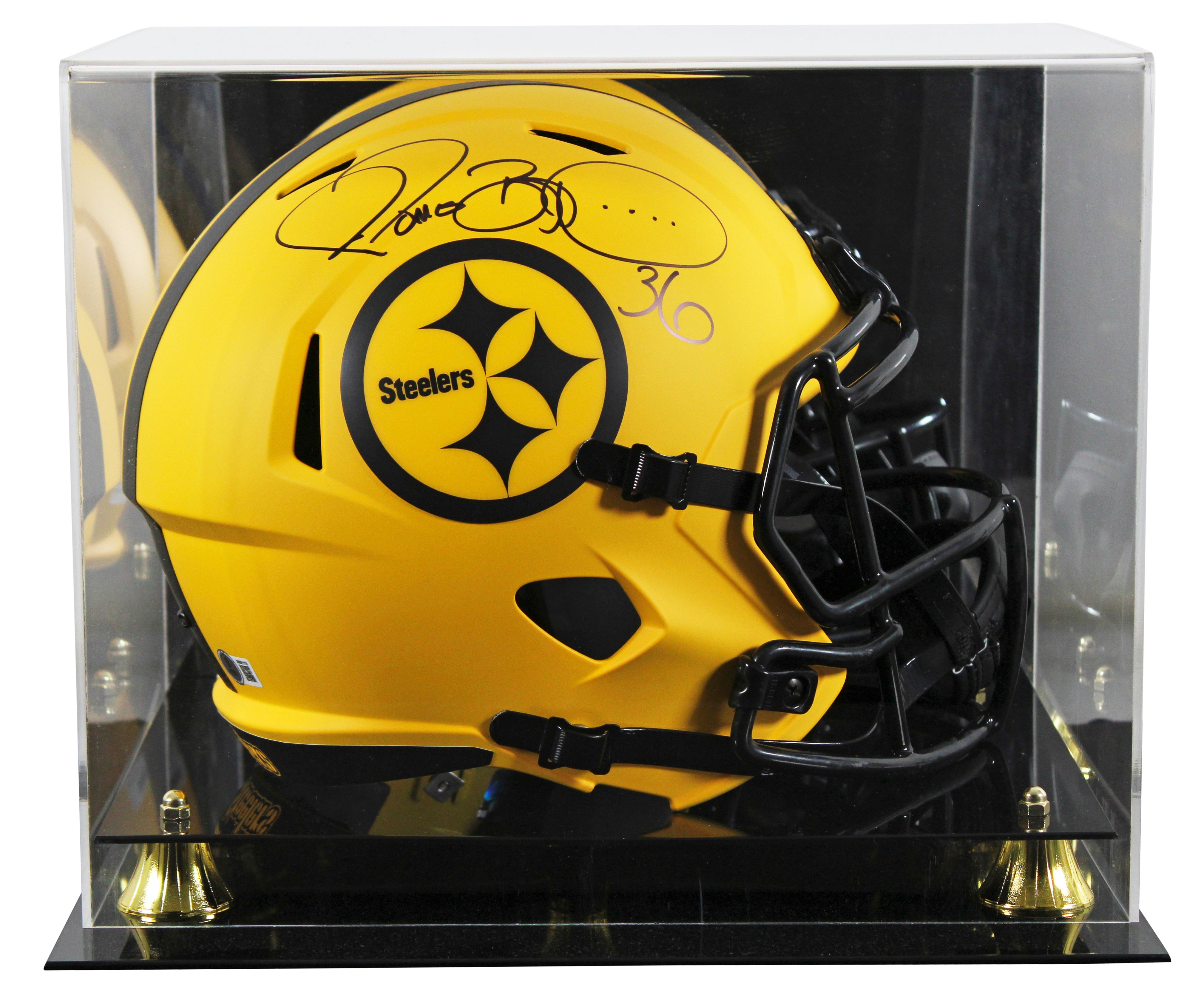 Steelers Jerome Bettis Signed Rave Full Size Speed Rep Helmet W/ Case BAS Wit