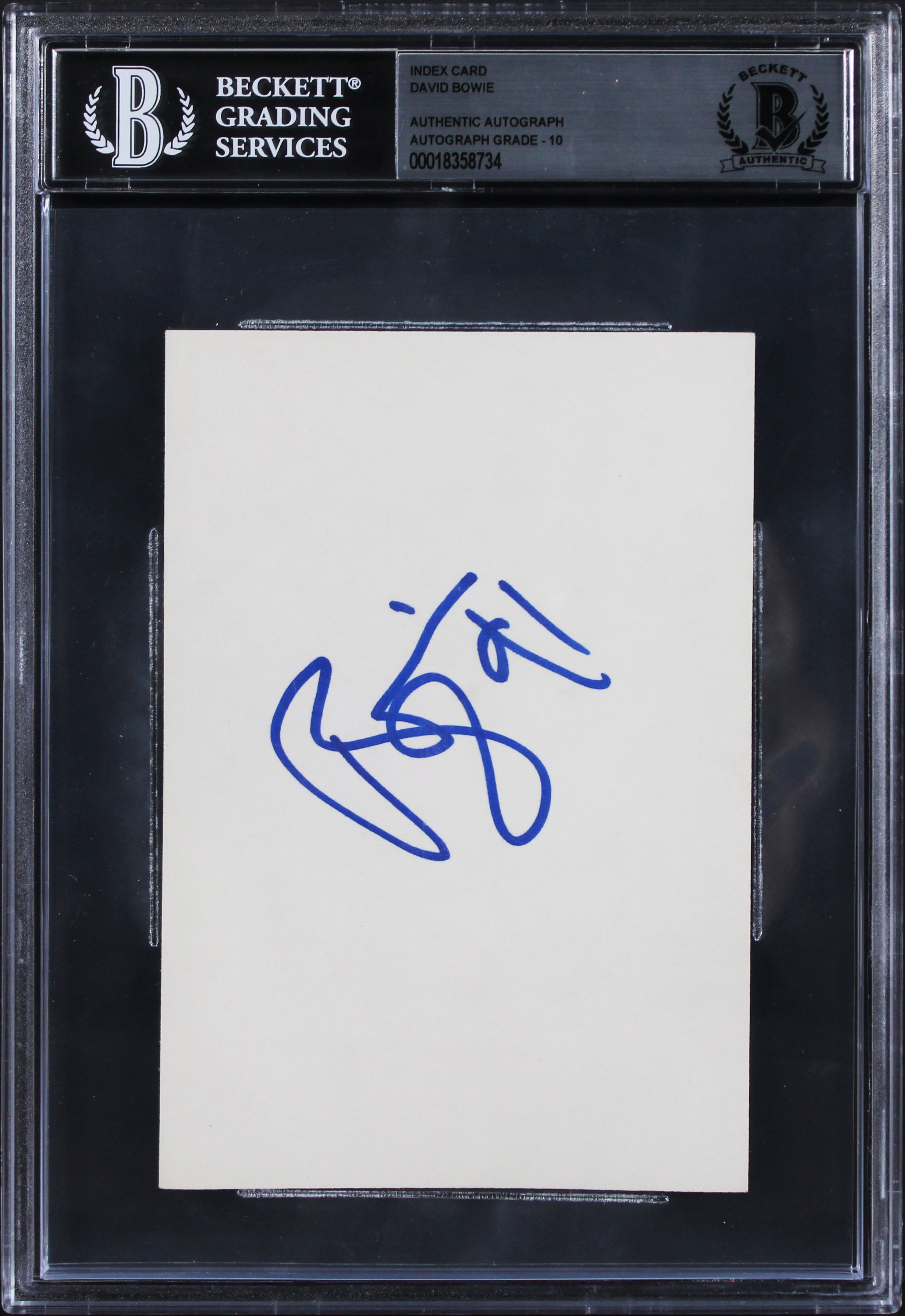 David Bowie "91" Authentic Signed 3x5 Index Card Auto Graded 10! BAS Slabbed