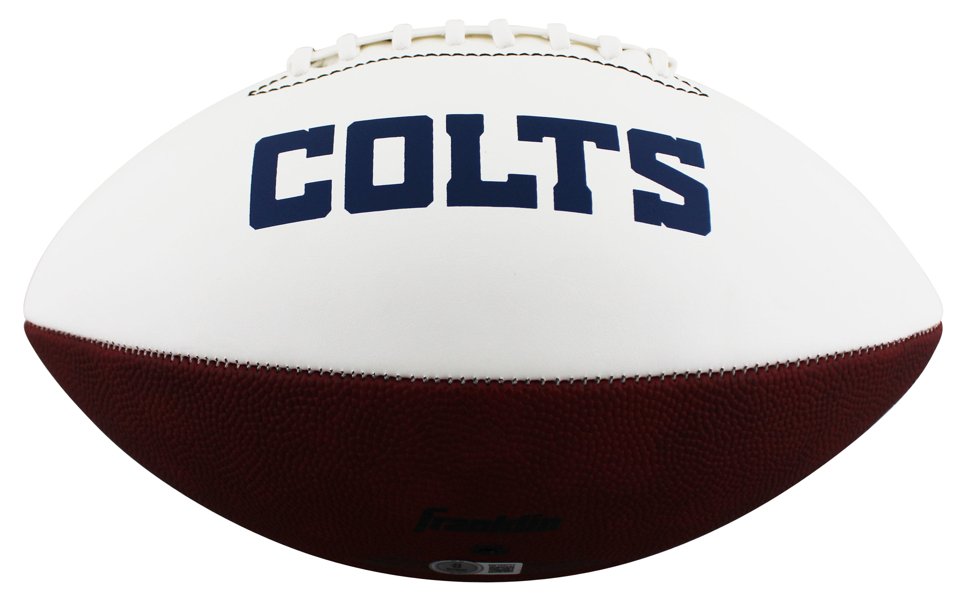 Colts D.J. Giddens Signed Franklin White Panel Logo Football W/ Case BAS Witness