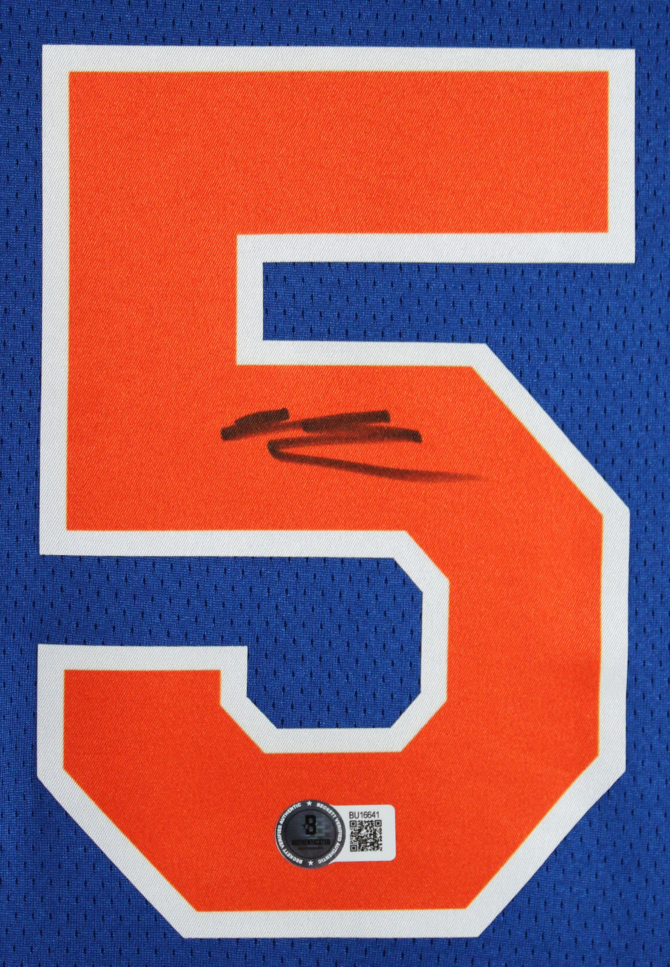 Knicks Mikal Bridges Signed Blue Nike Swingman Framed Jersey BAS #BU16641