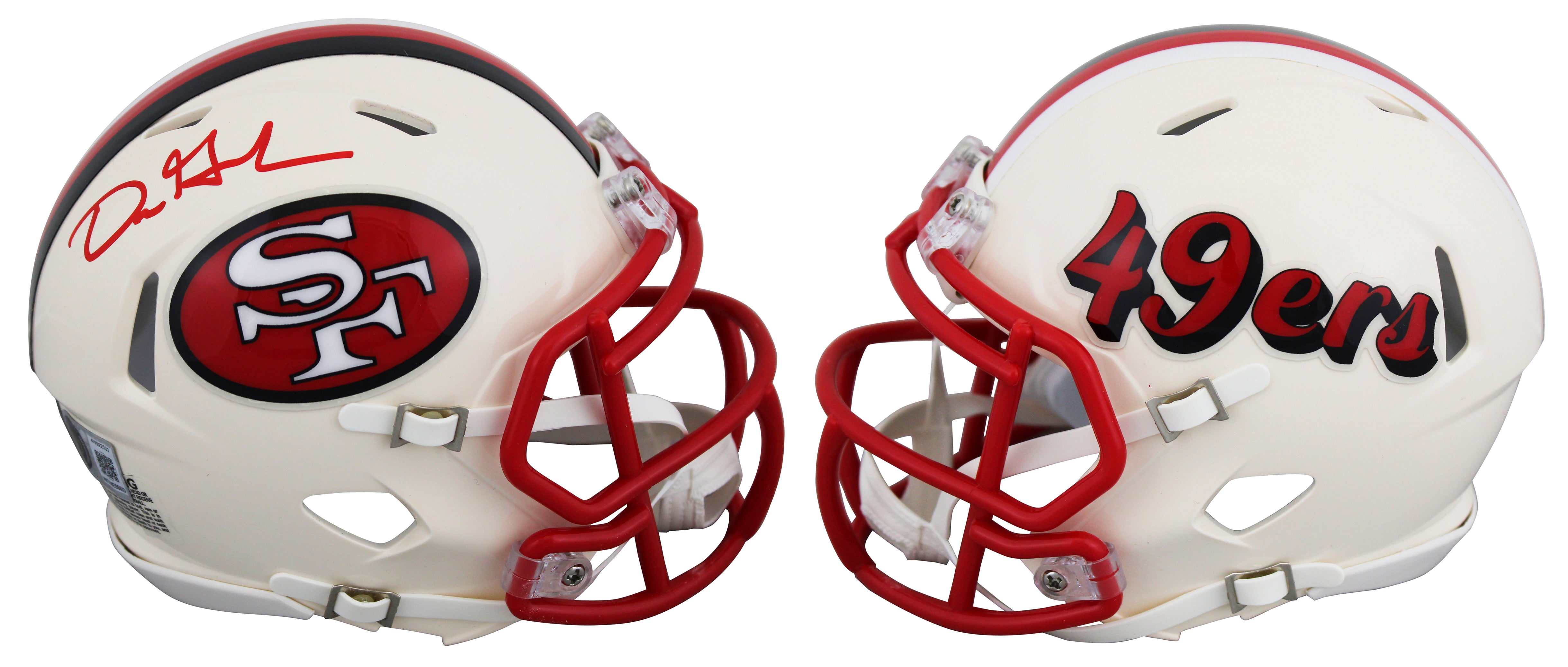 49ers Dre Greenlaw Signed Retro Speed Mini Helmet W/ Case BAS Witnessed