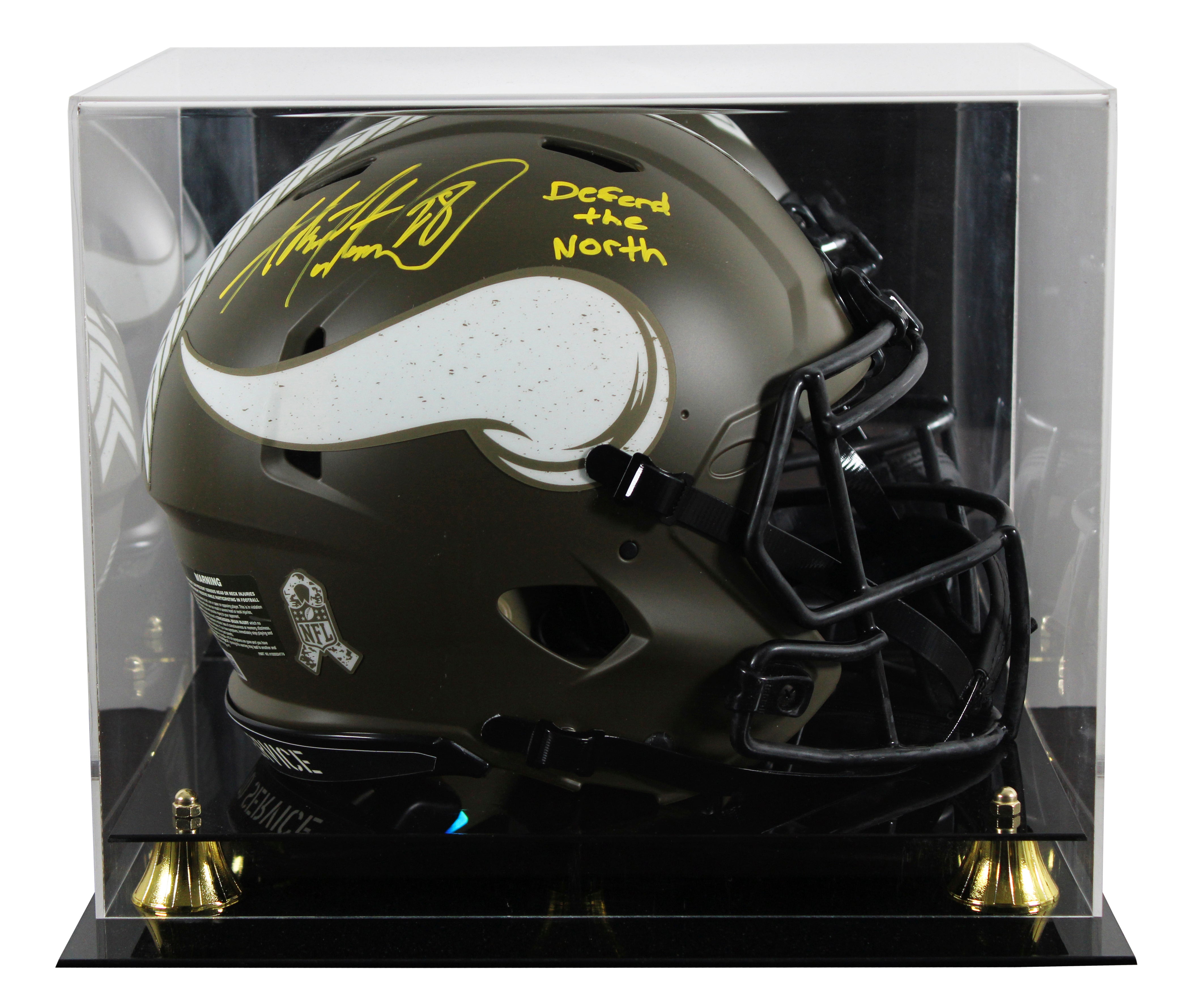 Vikings Adrian Peterson "DTN" Signed STS F/S Speed Proline Helmet W/ Case BAS W
