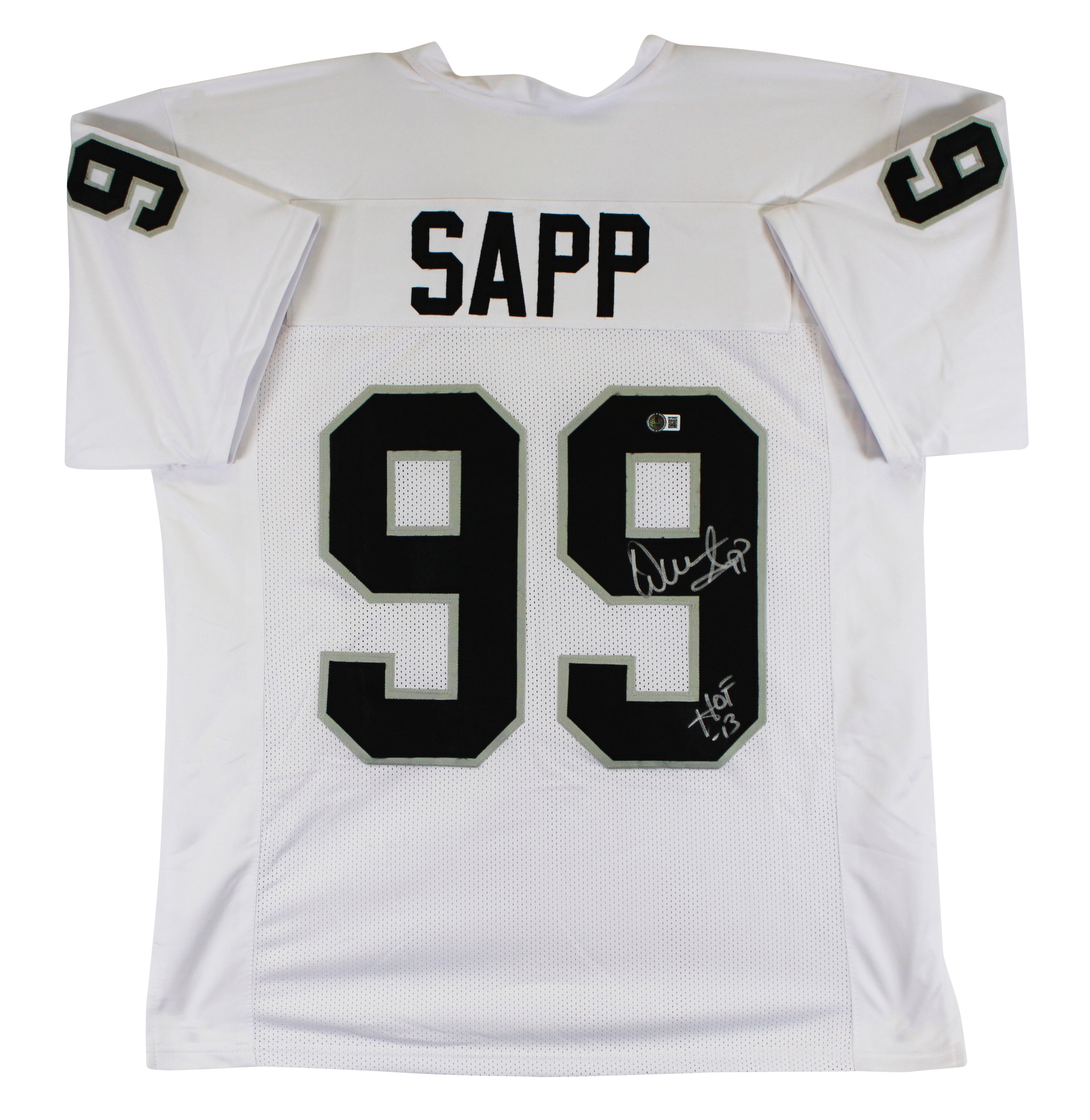 Warren Sapp "HOF 13" Authentic Signed White Pro Style Jersey BAS Witnessed