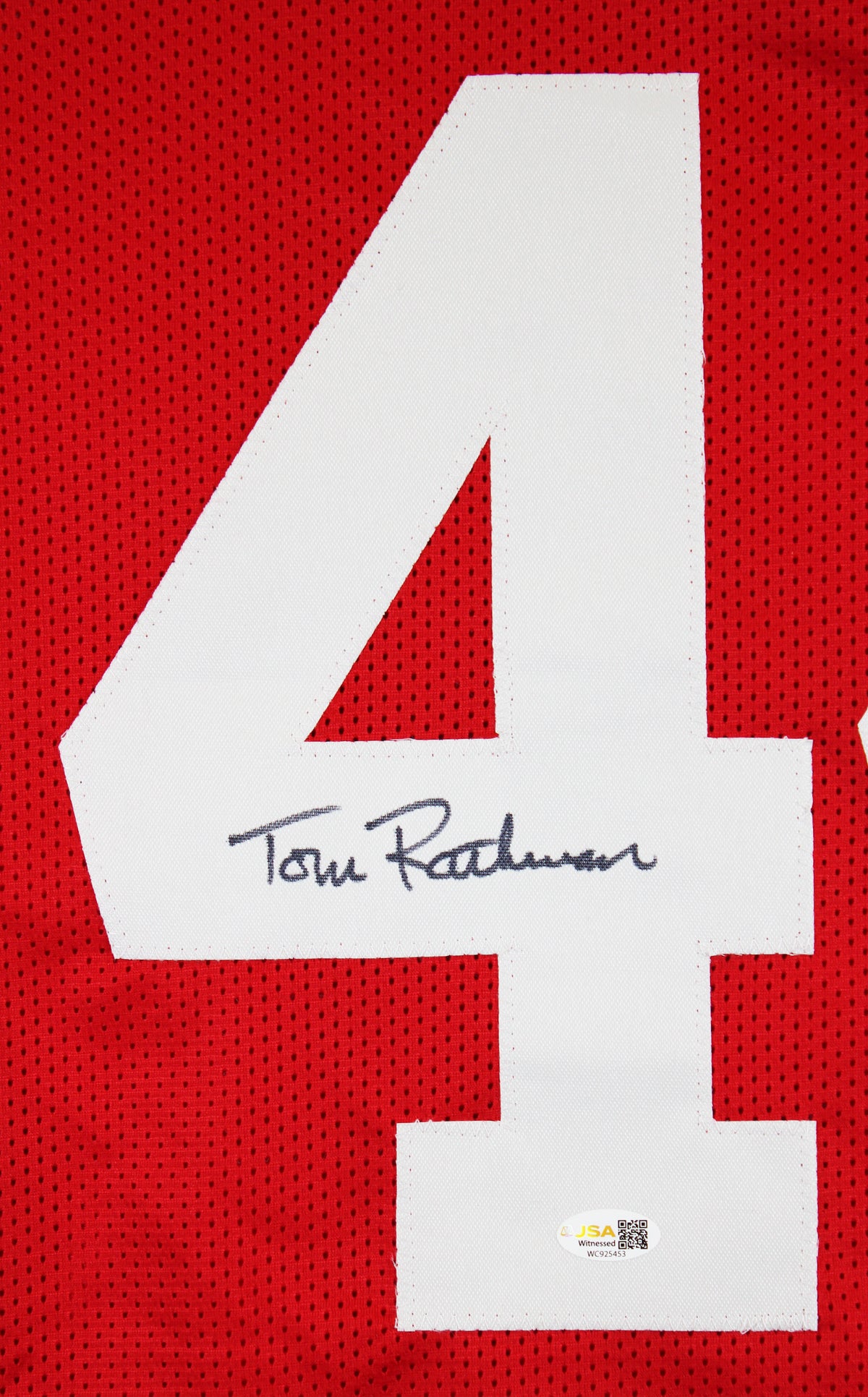 Tom Rathman Authentic Signed Red Pro Style Framed Jersey Autographed JSA Witness
