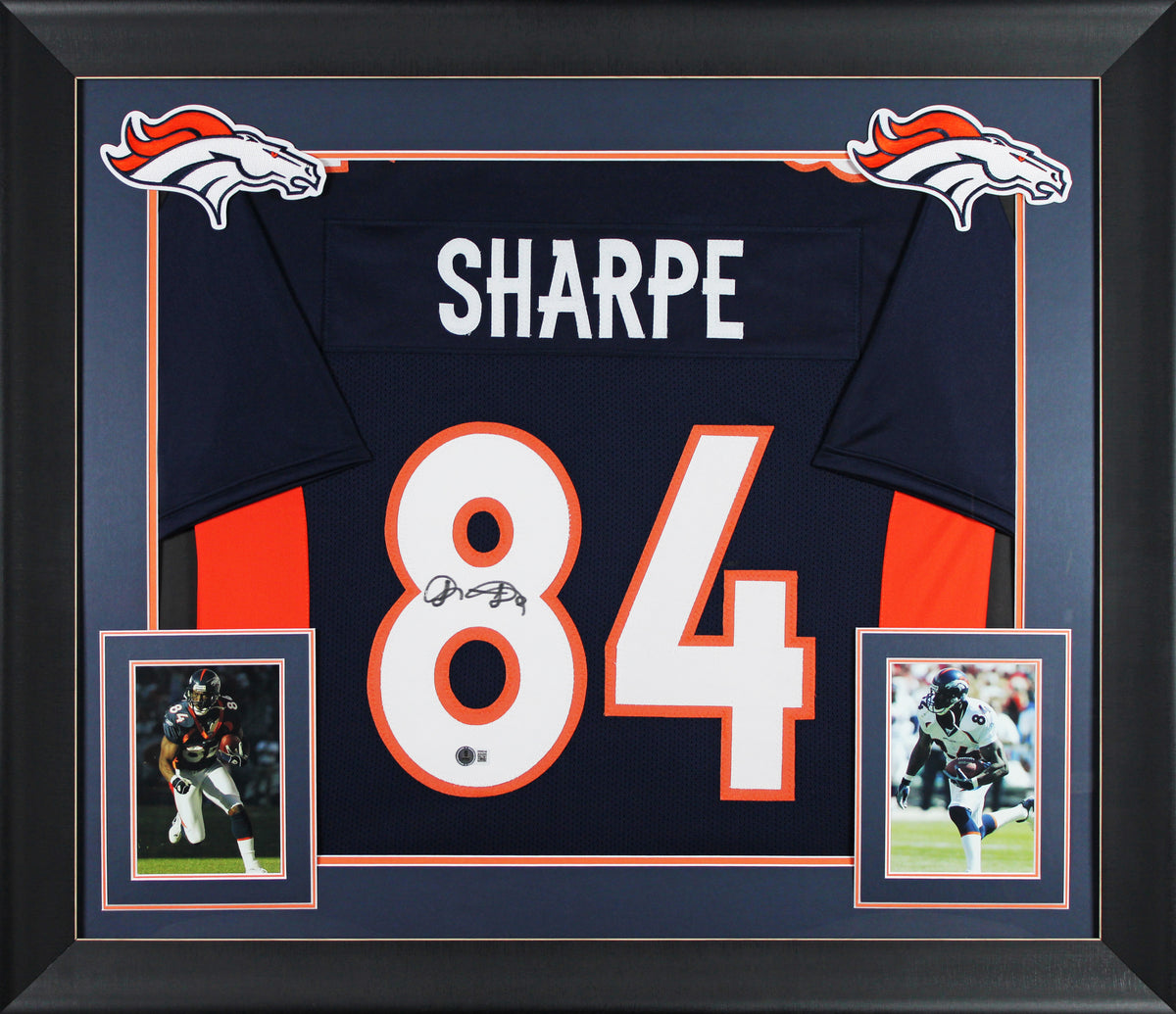 Shannon Sharpe Authentic Signed Navy Blue Pro Style Framed Jersey BAS Witness 2