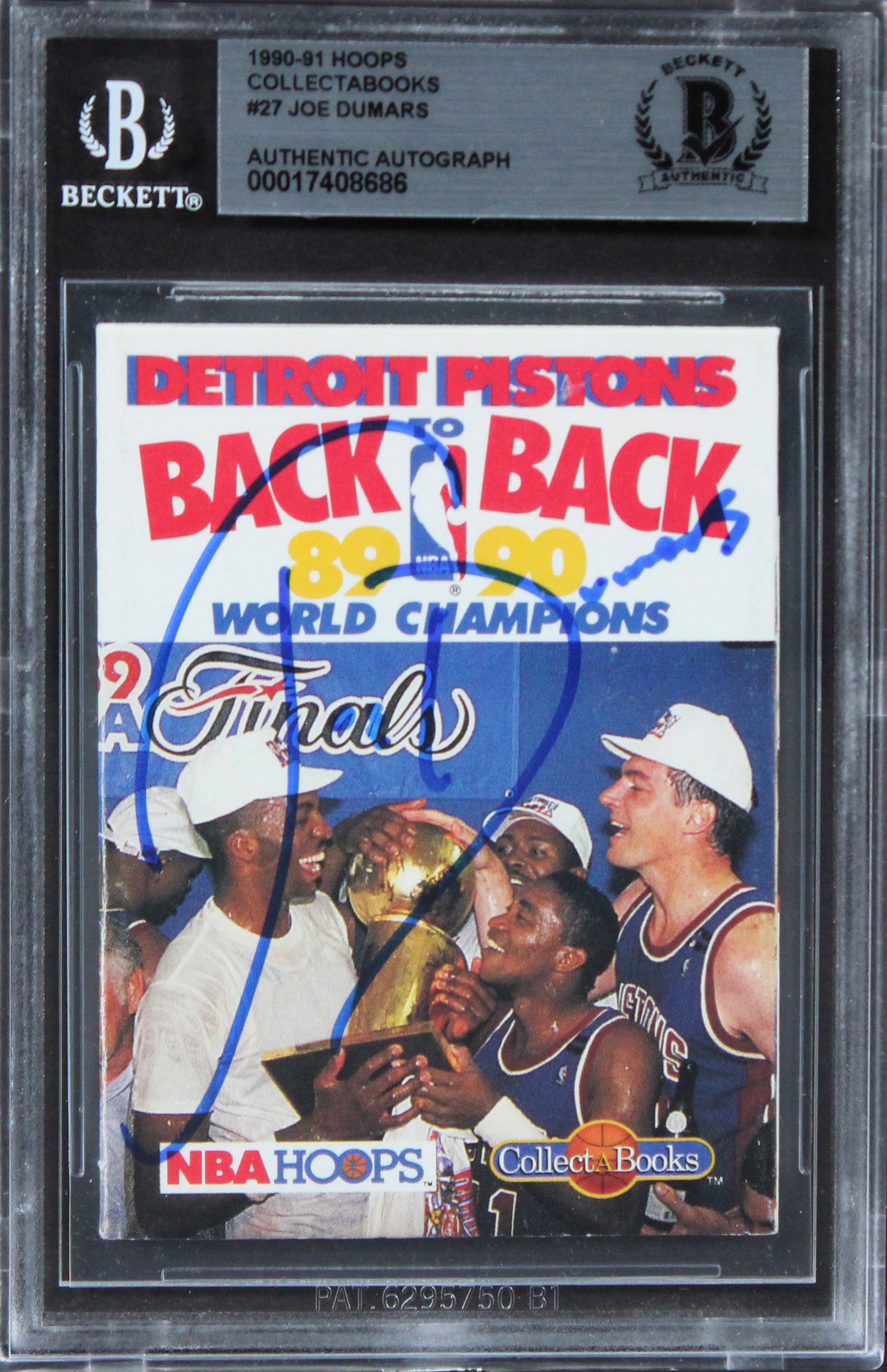 Pistons Joe Dumars Authentic Signed 1990 Hoops #27 Card BAS Slabbed