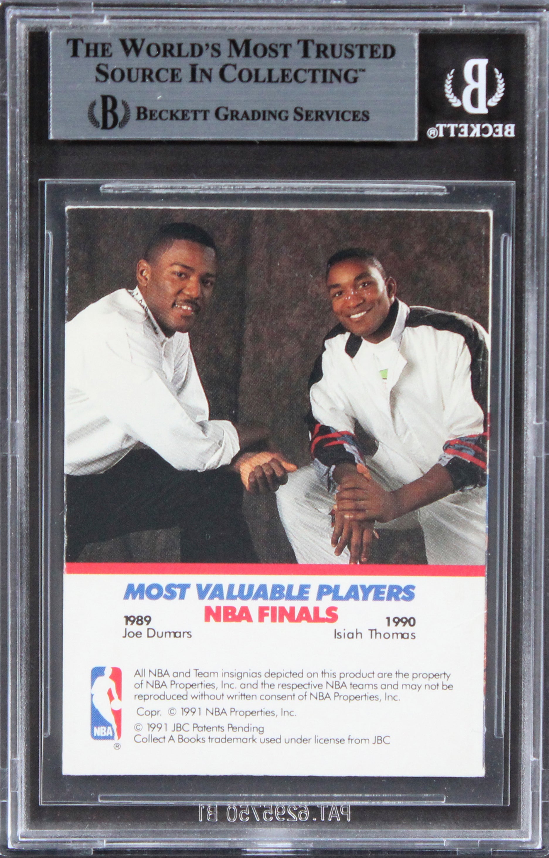 Pistons Joe Dumars Authentic Signed 1990 Hoops #27 Card BAS Slabbed
