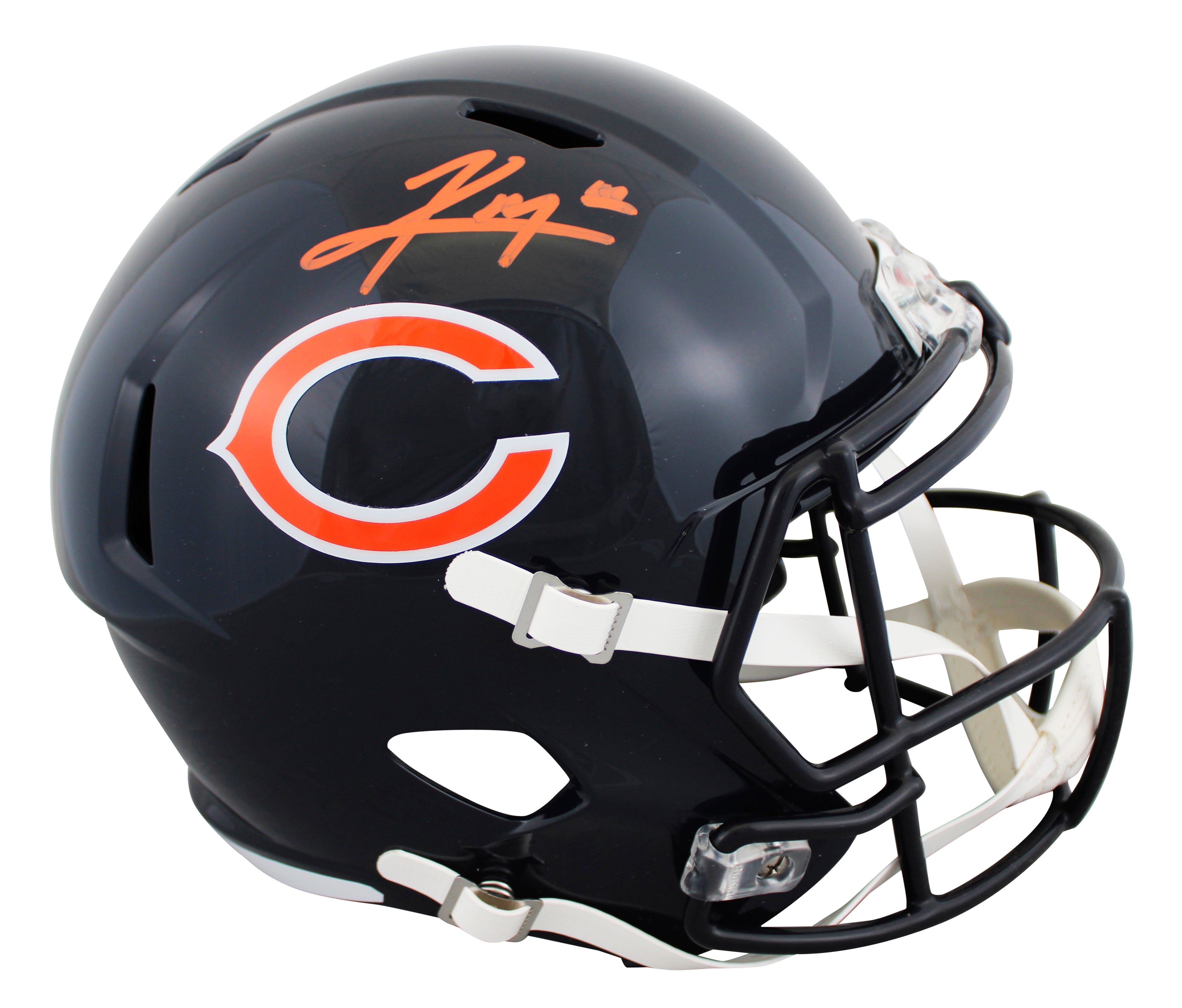Bears Kyle Monangai Signed Full Size Speed Rep Helmet W/ Case BAS Witnessed