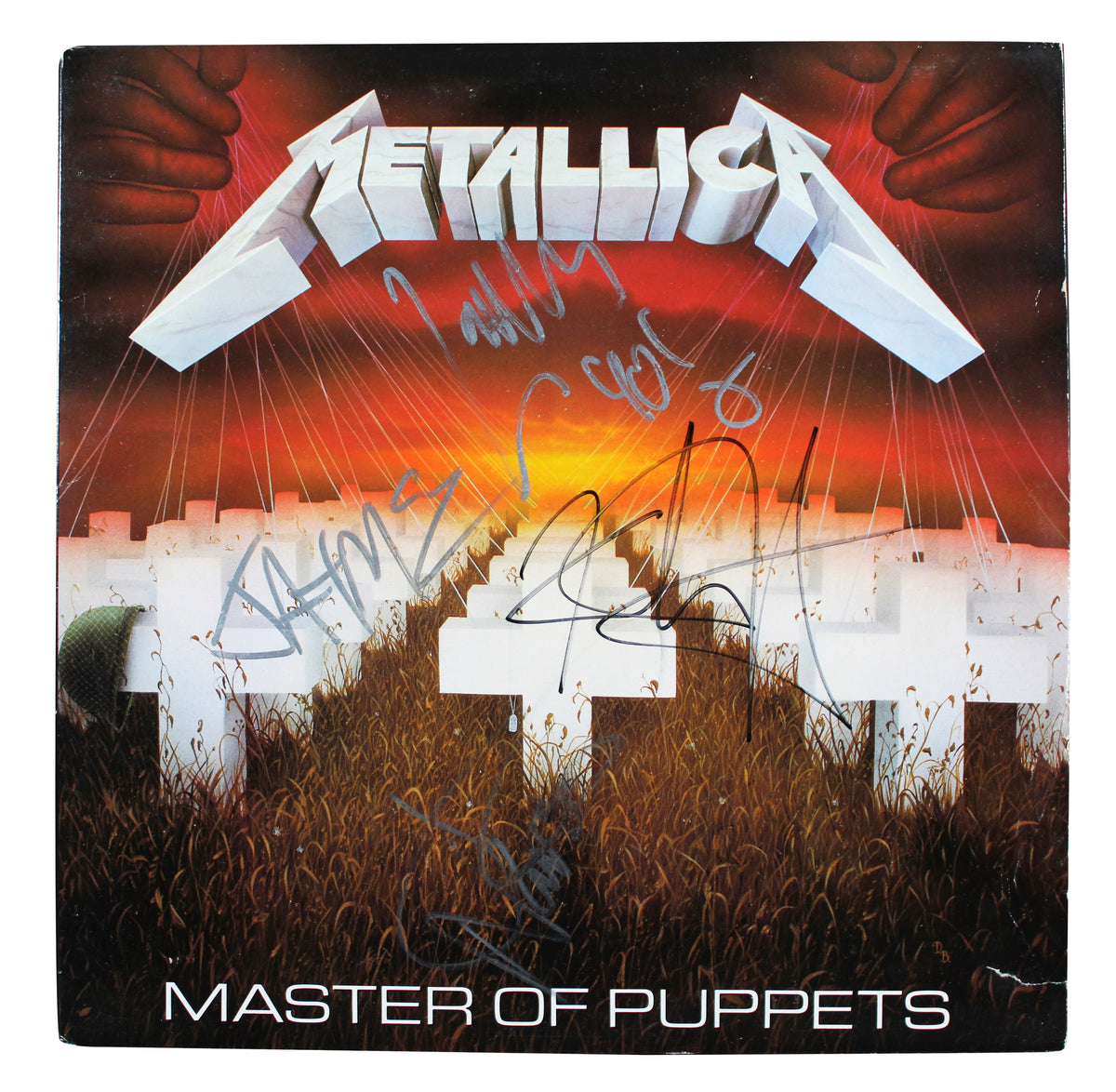 Metallica Hetfield, Ulrich, Newsted & Hammett Signed Album Cover W/ Vinyl BAS