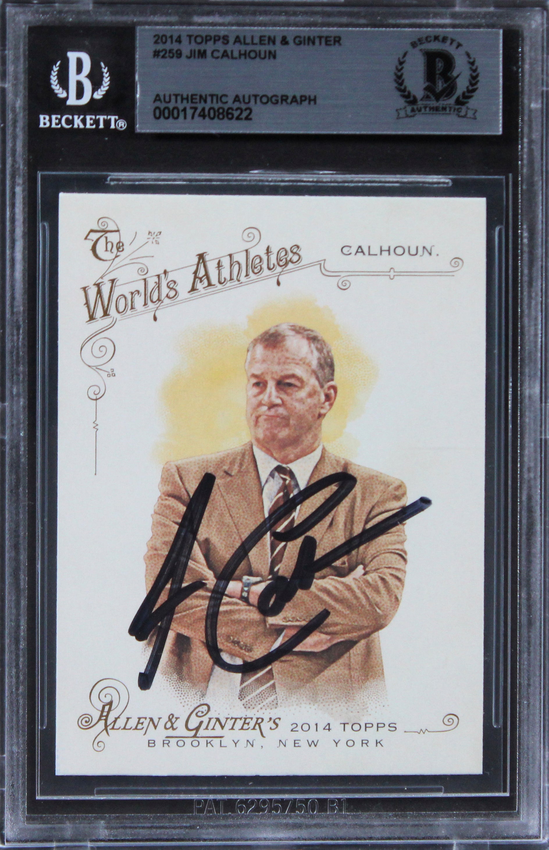 Jim Calhoun Authentic Signed 2014 Topps Allen & Ginter #259 Card BAS Slabbed