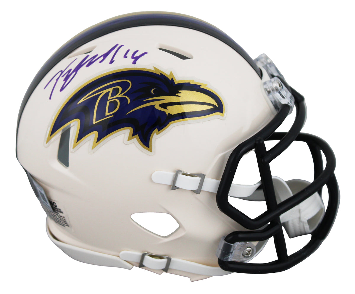 Ravens Kyle Hamilton Signed Retro Speed Mini Helmet W/ Case BAS Witnessed