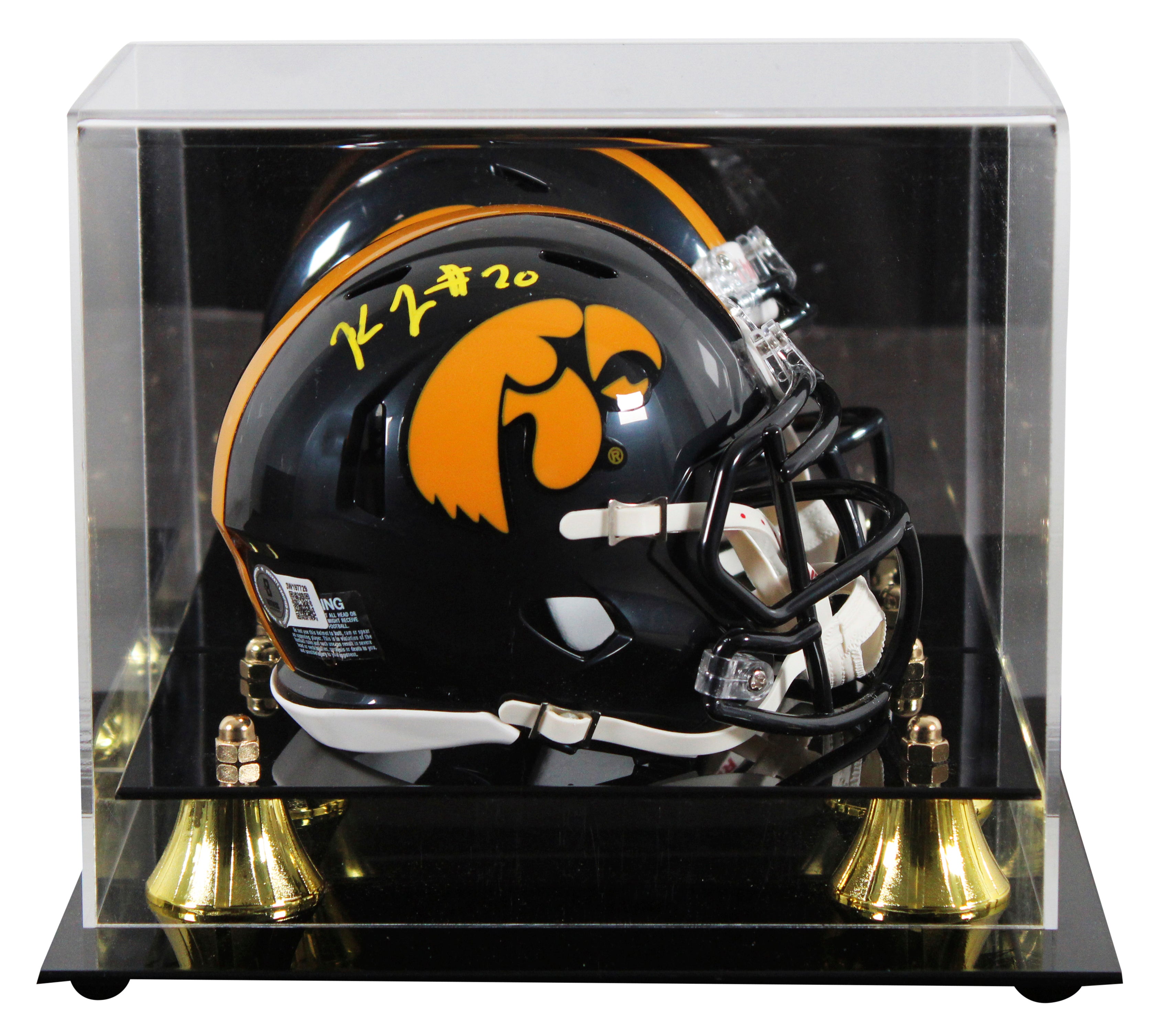 Iowa Kaleb Johnson Authentic Signed Case Mini Helmet W/ Case BAS Witnessed
