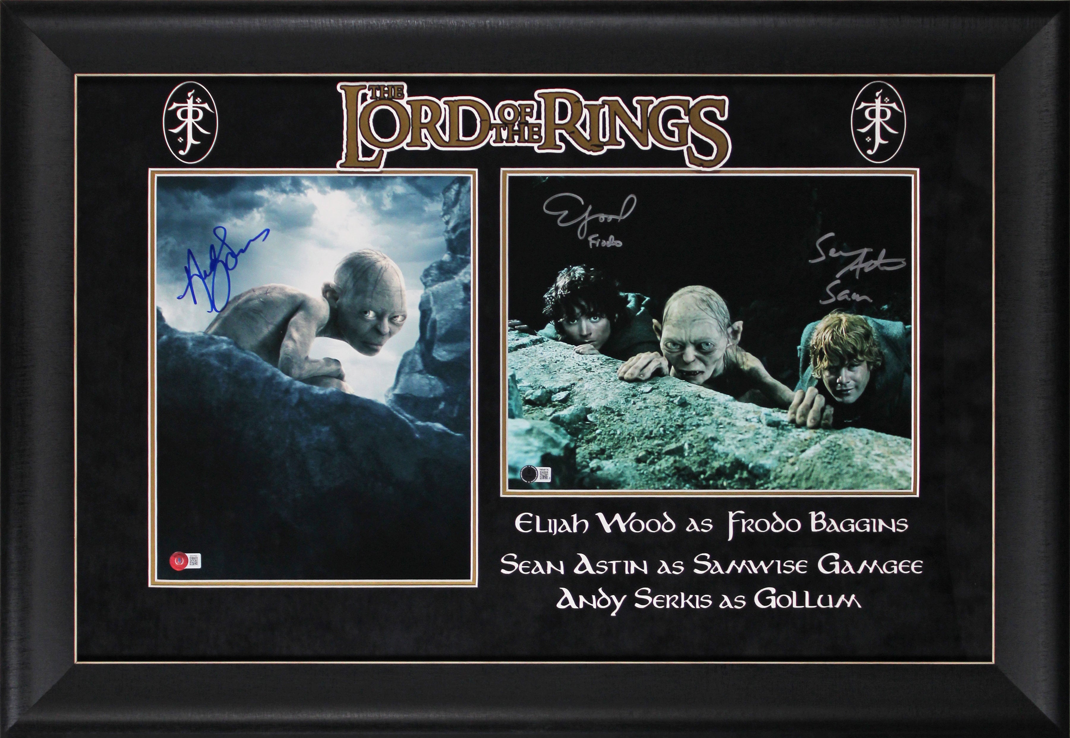 LOTR (3) Astin, Wood & Serkis Authentic Signed 11x14 Photo Framed Display BAS