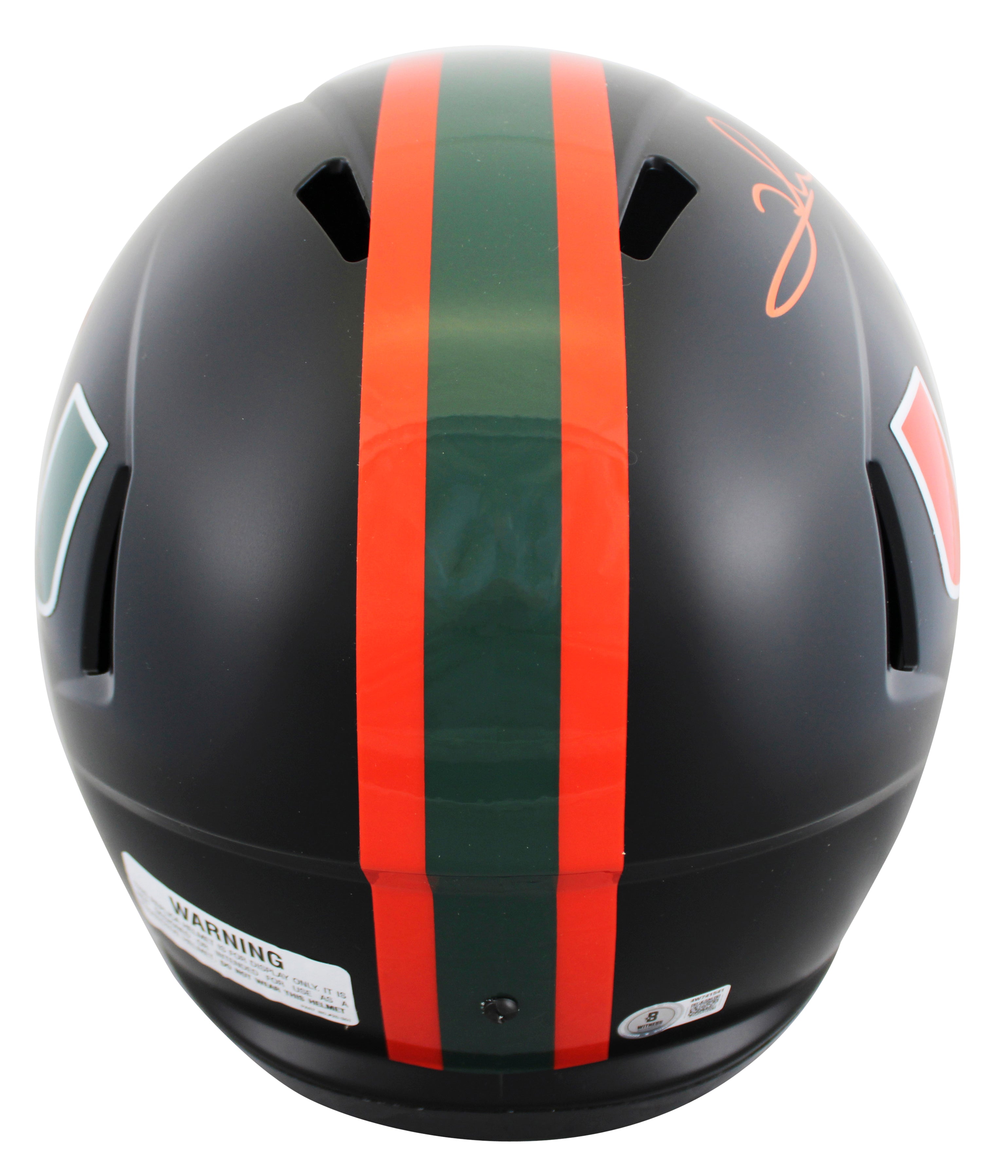 Miami Clinton Portis Signed 2017 Alt Black F/S Speed Rep Helmet W/ Case BAS Wit