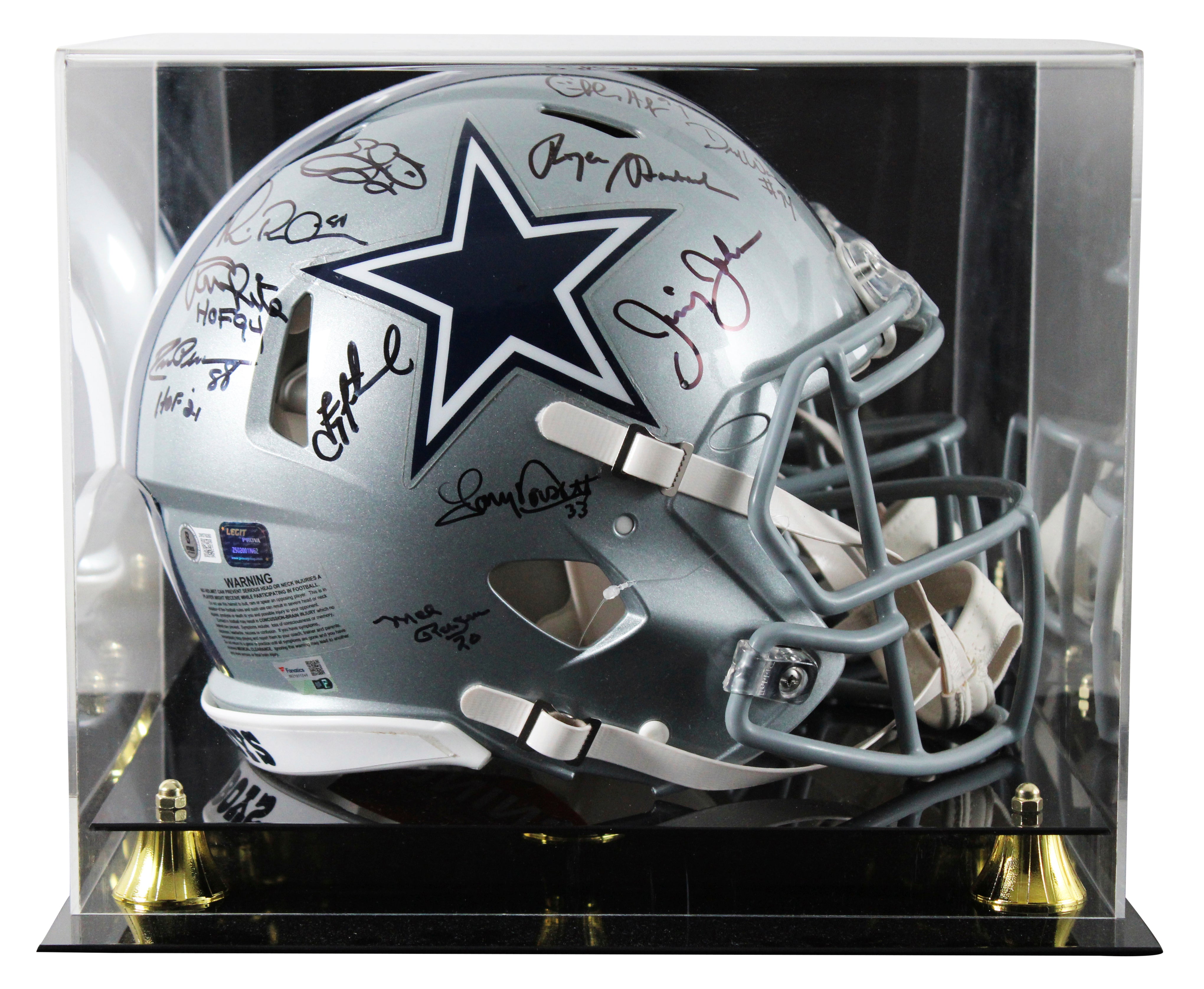 Cowboys ROH (11) Aikman, Smith +9 Signed F/S Speed Proline Helmet w/ Case BAS W