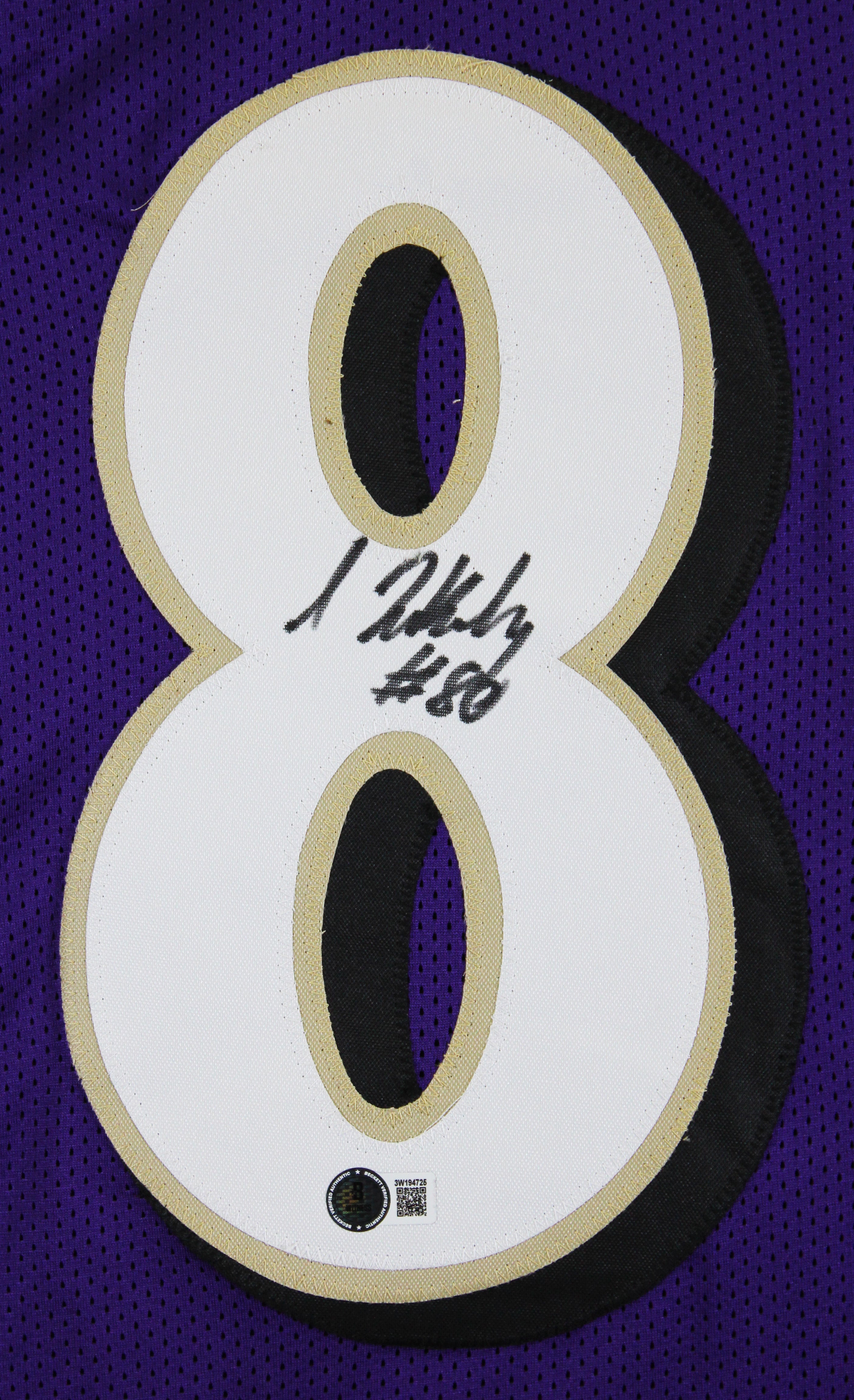 Isaiah Likely Authentic Signed Purple Pro Style Jersey Autographed BAS Witnessed