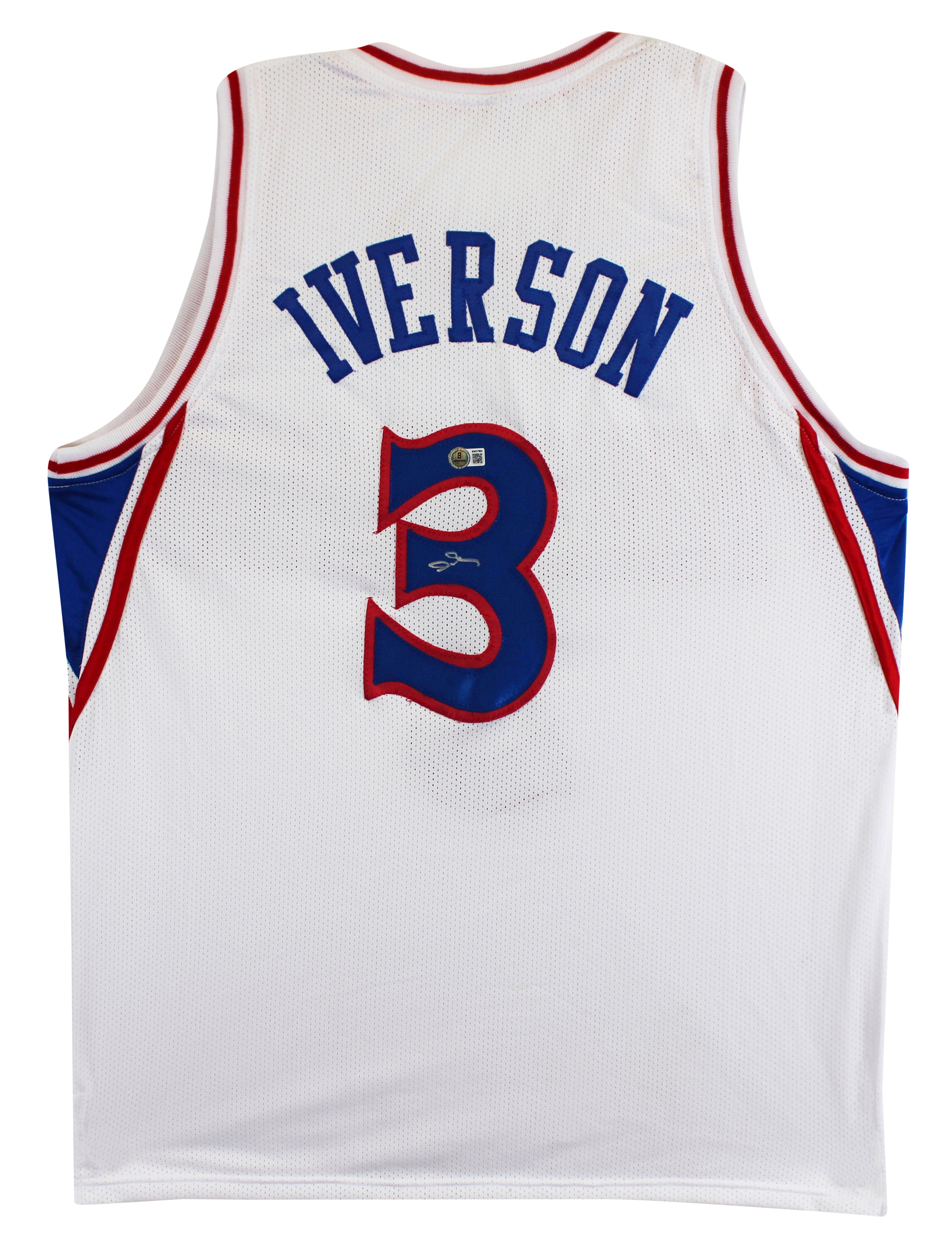 Allen Iverson Authentic Signed White Pro Style Jersey Autographed BAS 2