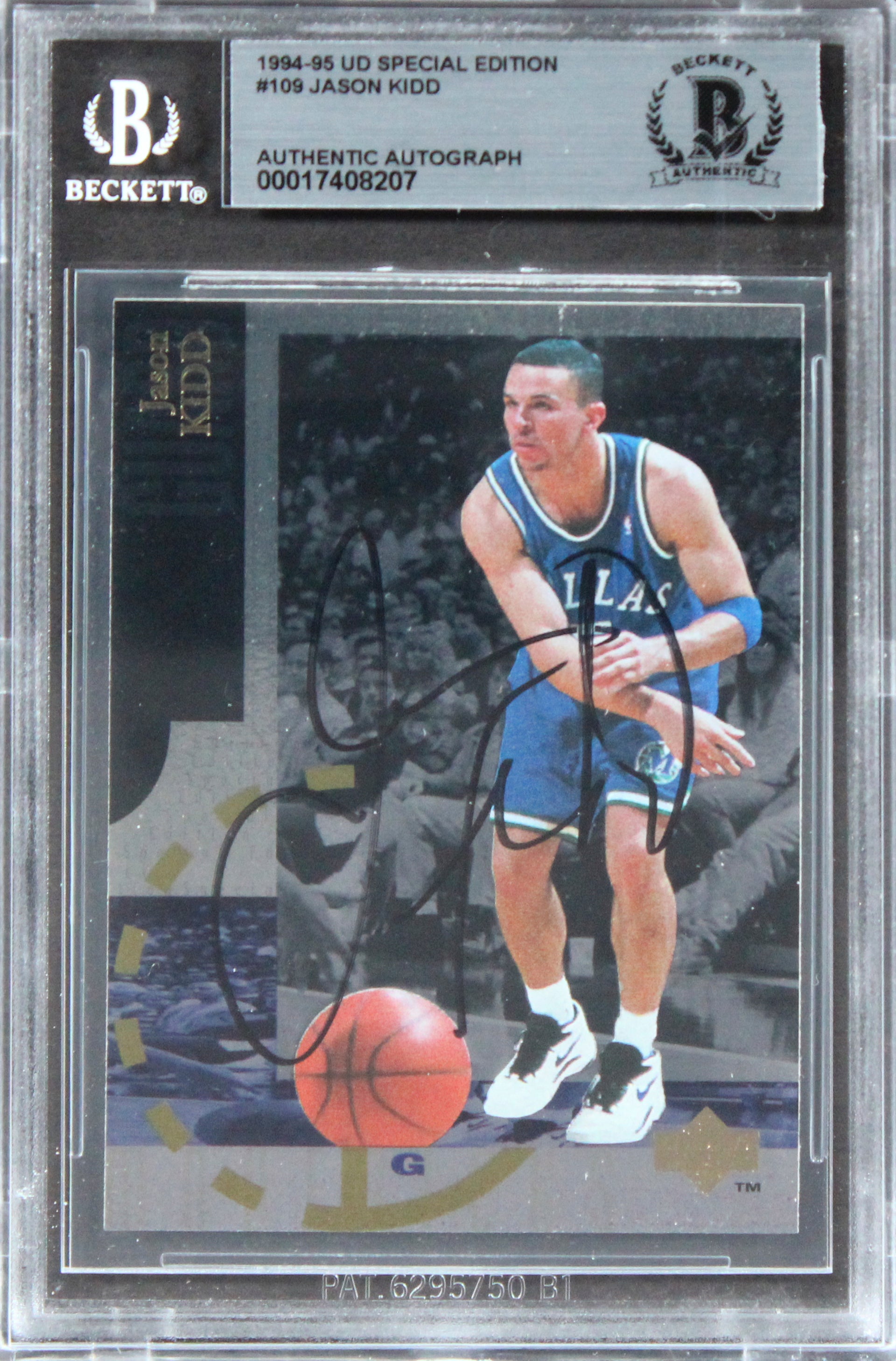 Mavericks Jason Kidd Authentic Signed 1994 UD Special Edition #109 Card BAS Slab