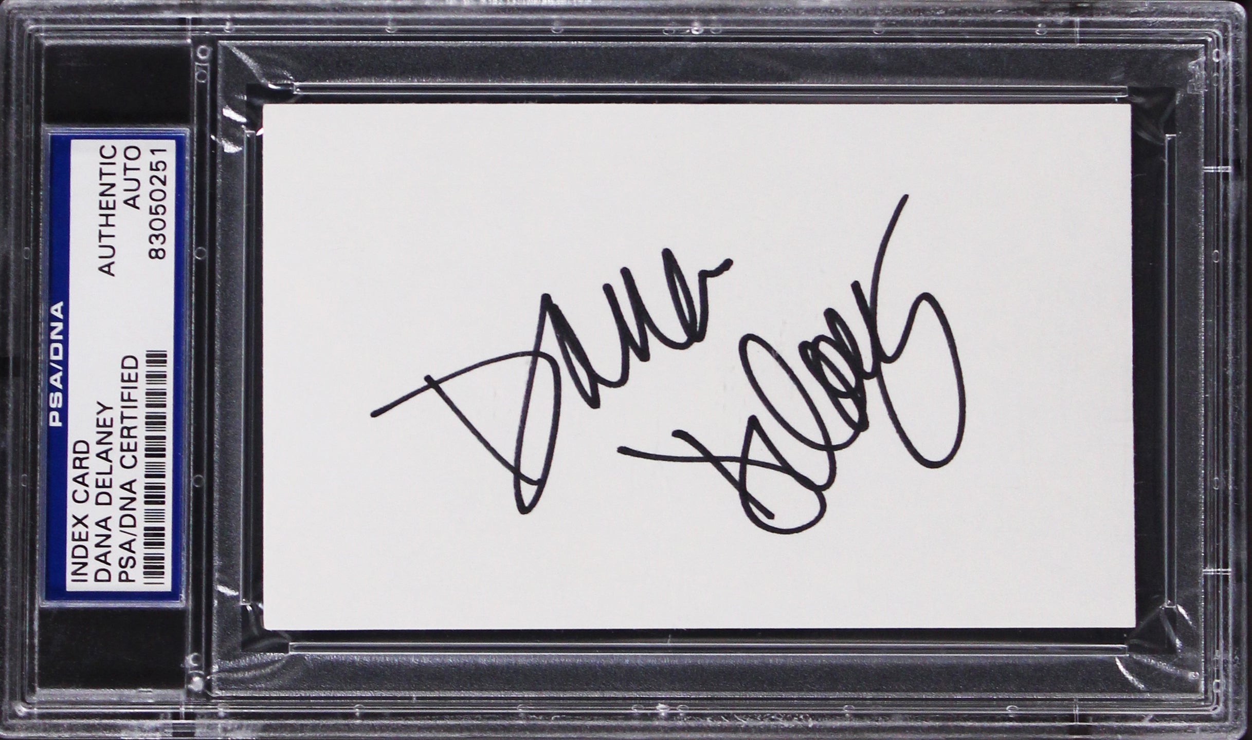 Dana Delaney Tulsa King Authentic Signed 3x5 Index Card PSA/DNA Slabbed