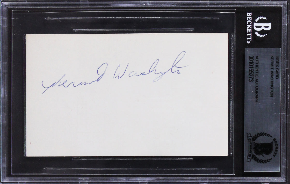 Lakers Kermit Washington Authentic Signed 3x5 Index Card BAS Slabbed