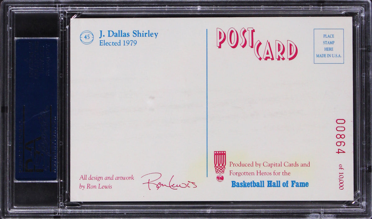 J. Dallas Shirley Signed 3.5x5.5 1992 Center Court Postcard #45 PSA/DNA Slabbed