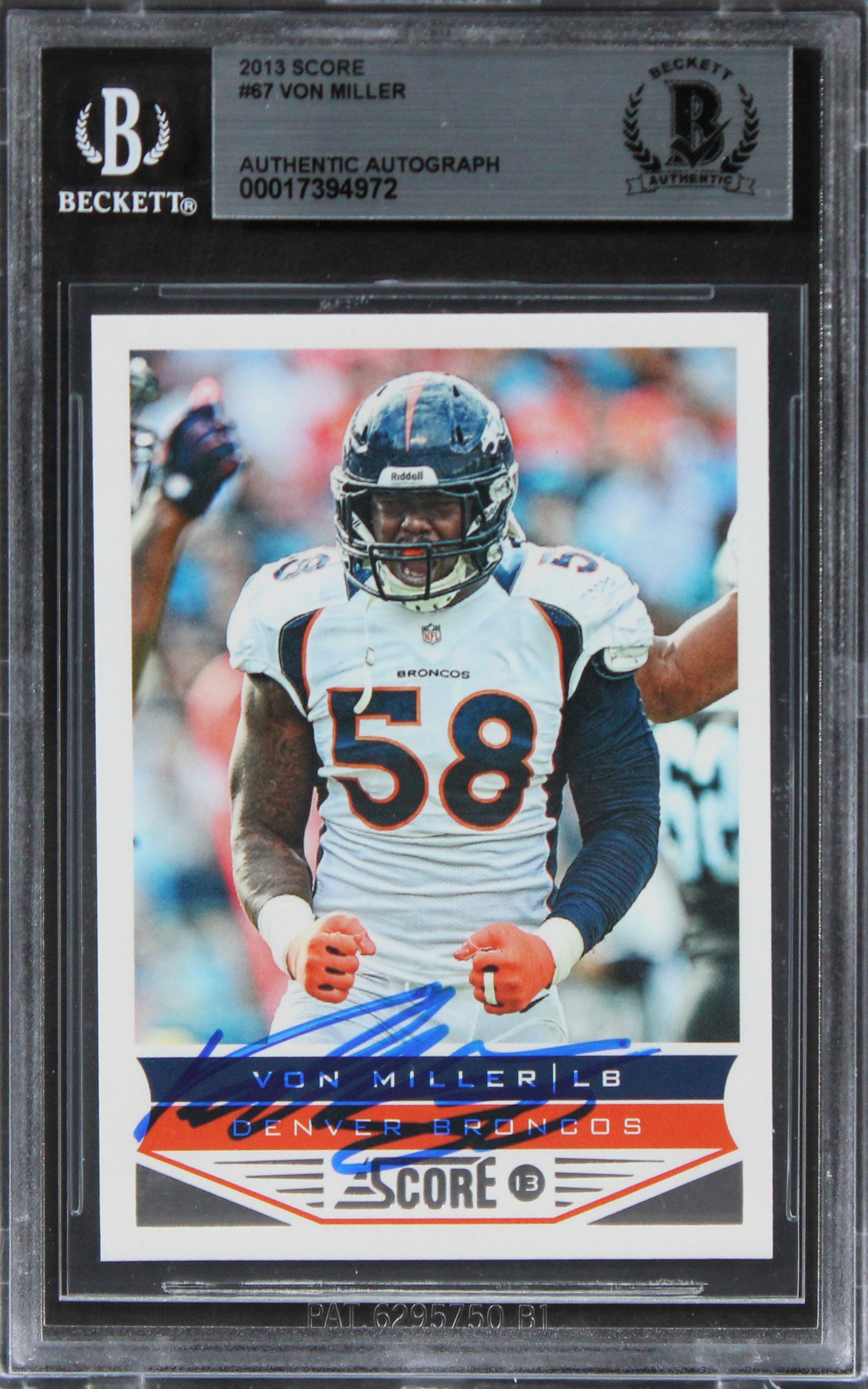 Broncos Von Miller Authentic Signed 2013 Score #67 Card Autographed BAS Slabbed