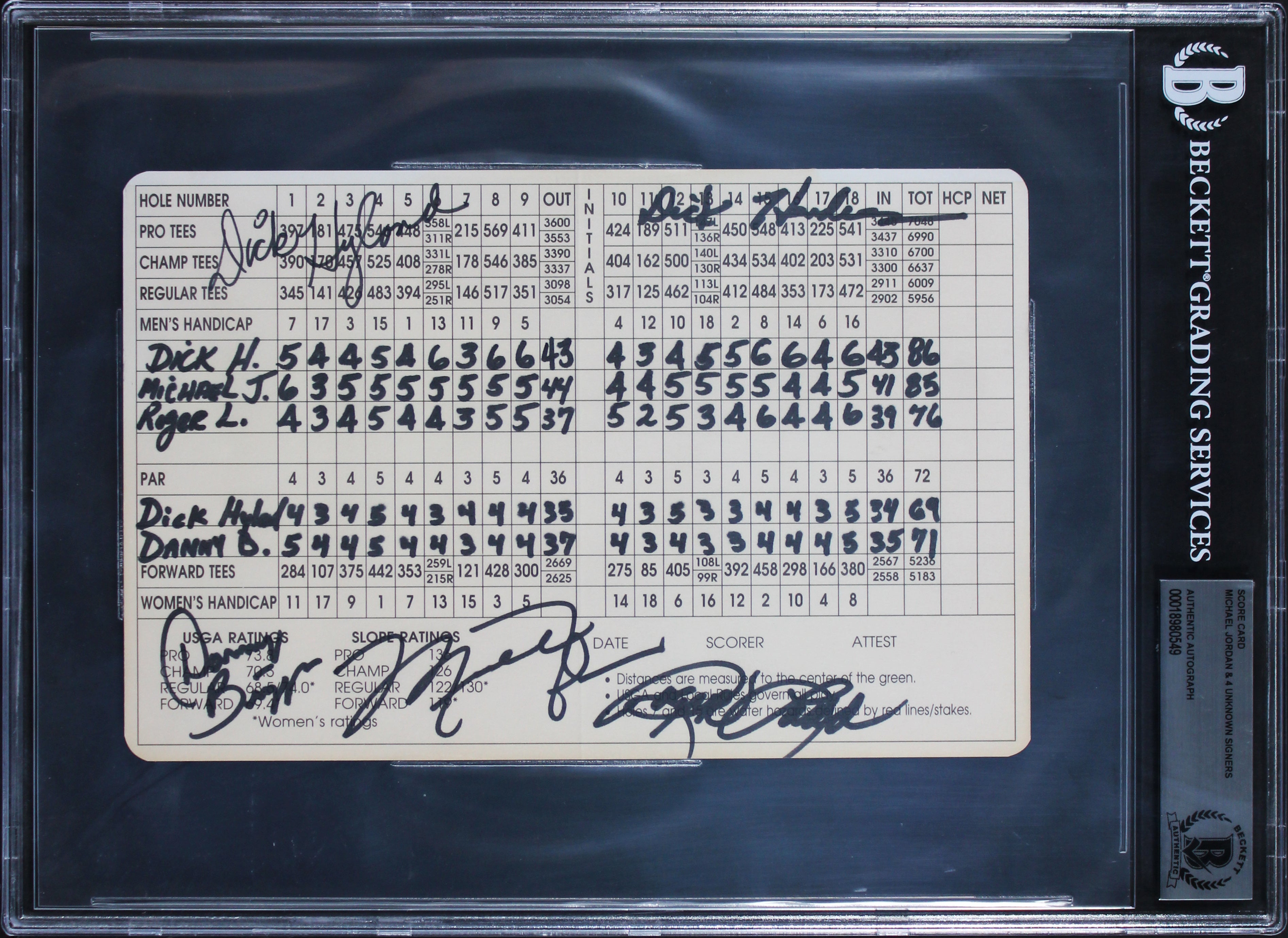 Michael Jordan Signed The Golf Club At Desert Mountain Scorecard BAS Slabbed 1