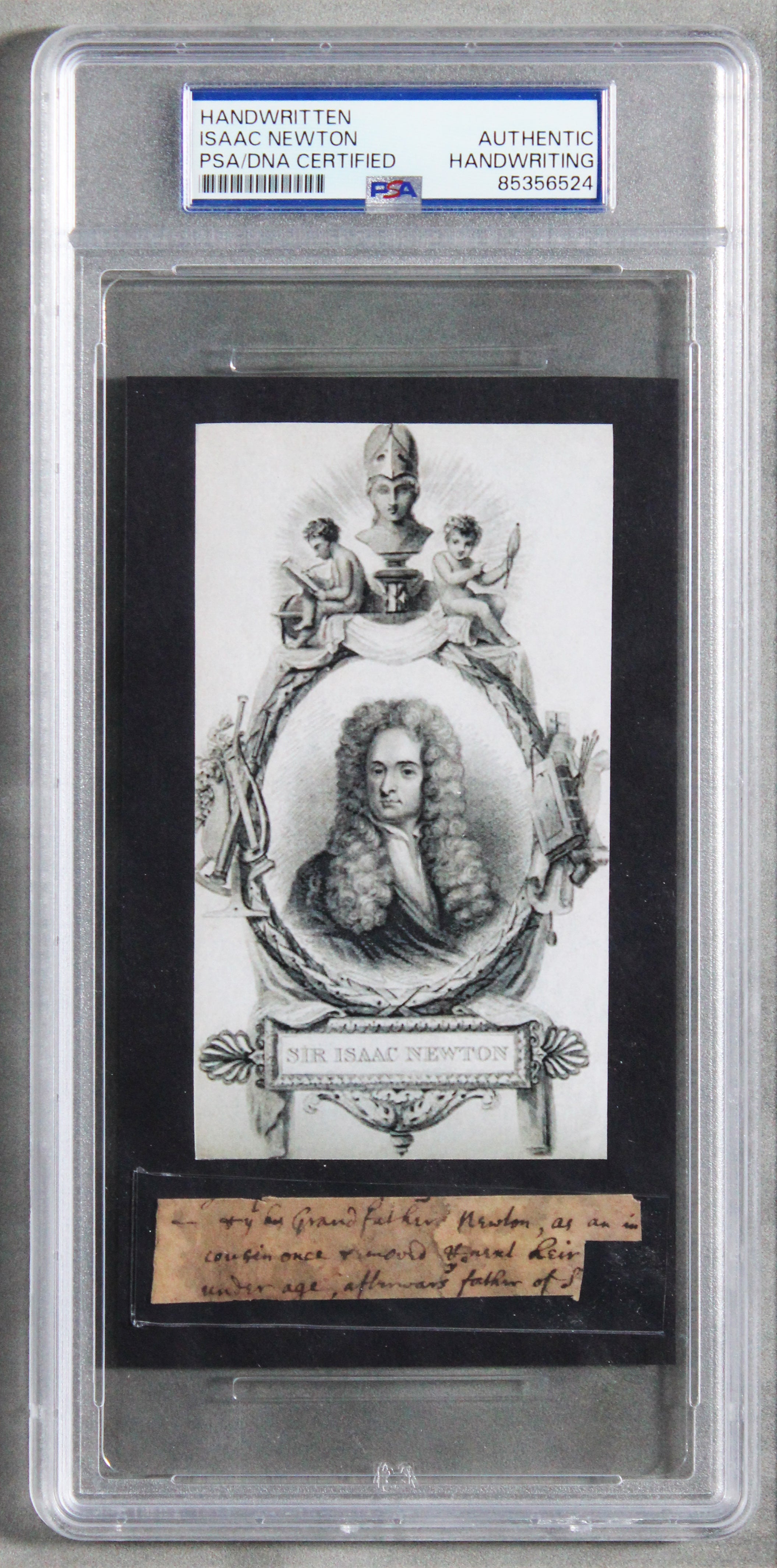 Isaac Newton Framed Authentic .75x3 Handwriting PSA/DNA Slabbed & BAS LOA