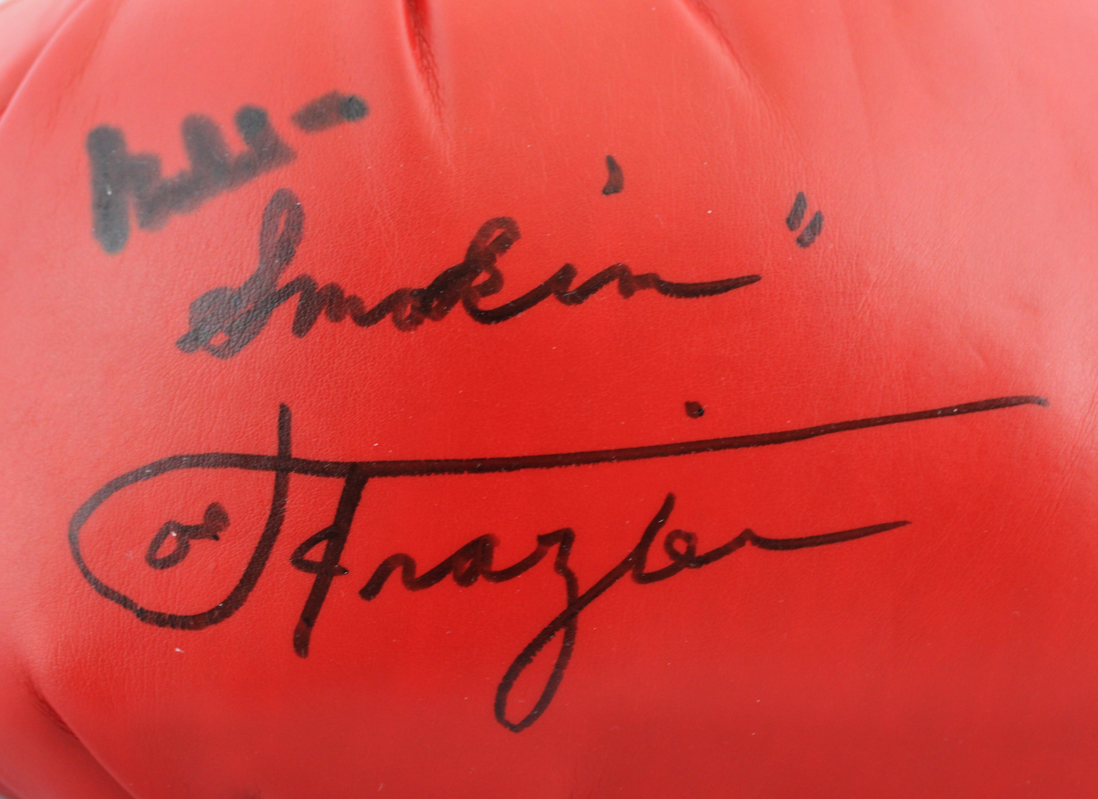 Muhammad Ali & Joe Frazier Signed Red Everlast Boxing Glove BAS LOA #AE13631